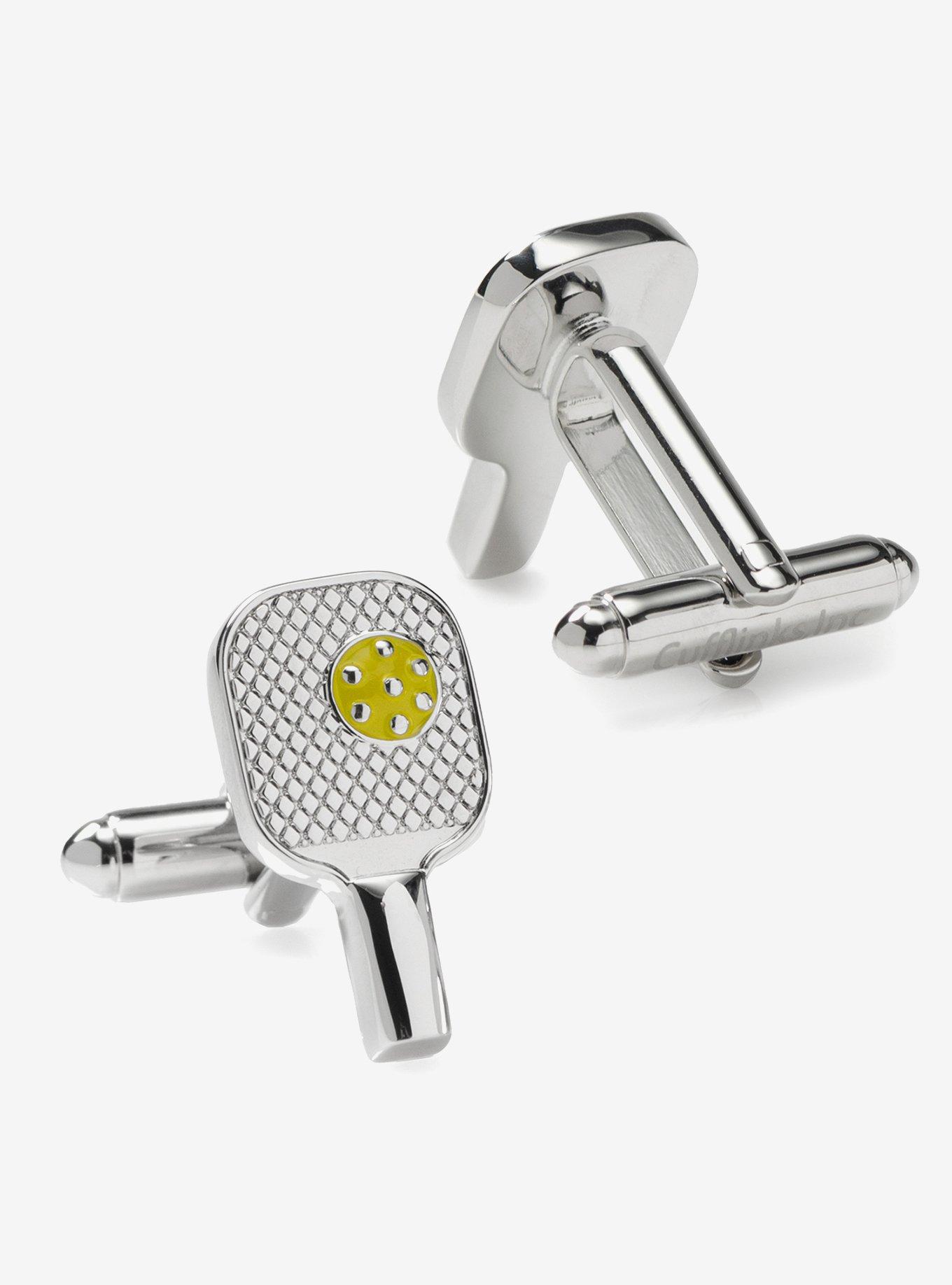 Pickleball Racket Silver Cufflinks, , alternate