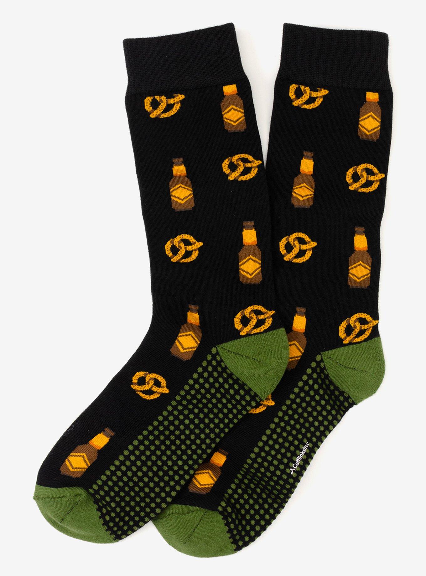 Beer Day Snacks Black Men's Socks, , alternate