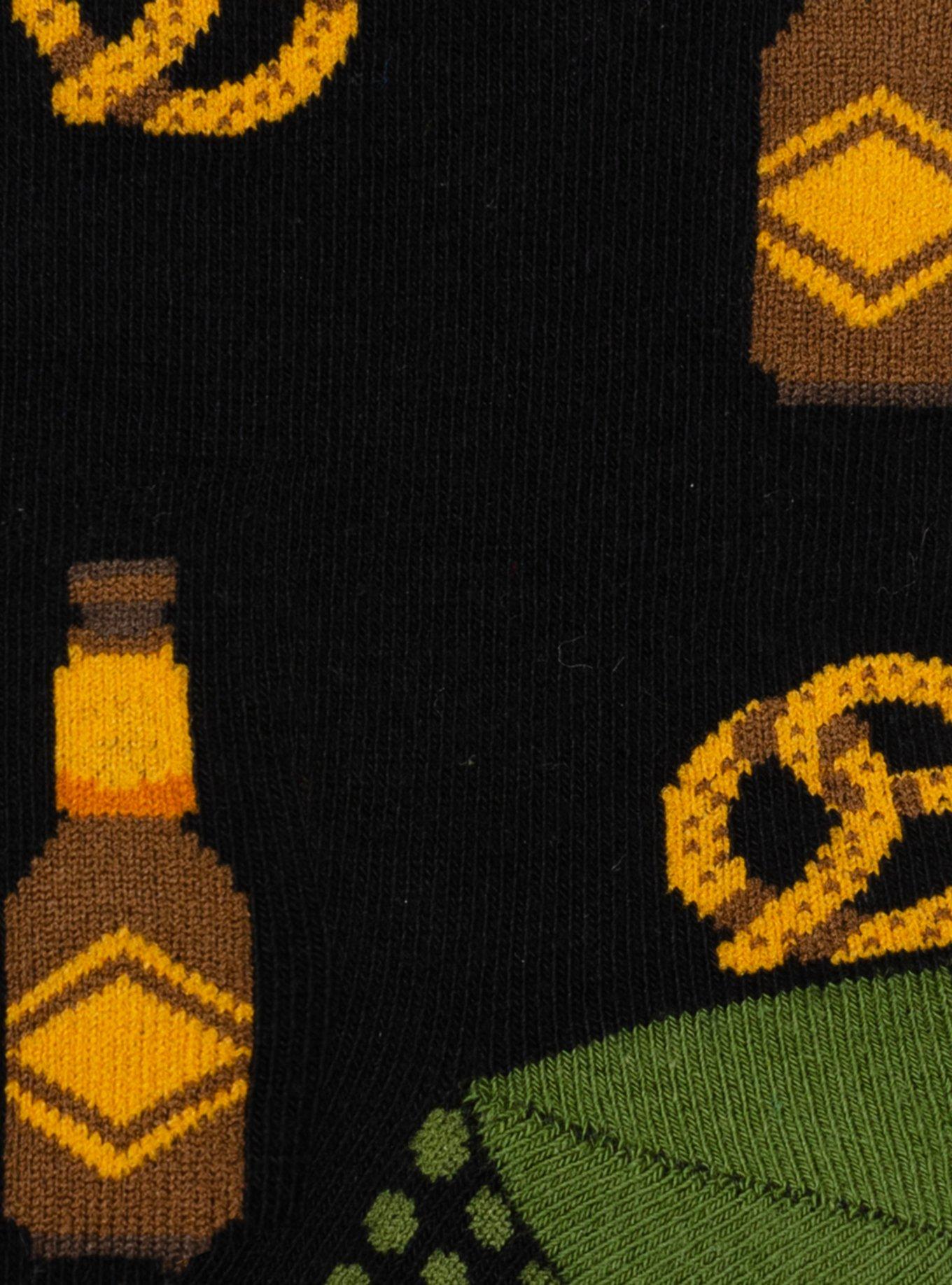 Beer Day Snacks Black Men's Socks, , alternate