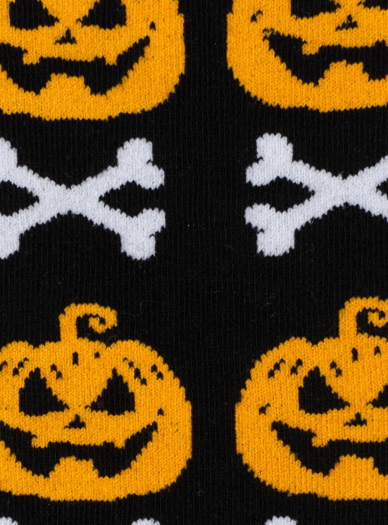 Bad To The Bone Pumpkin Black Men's Socks, , alternate