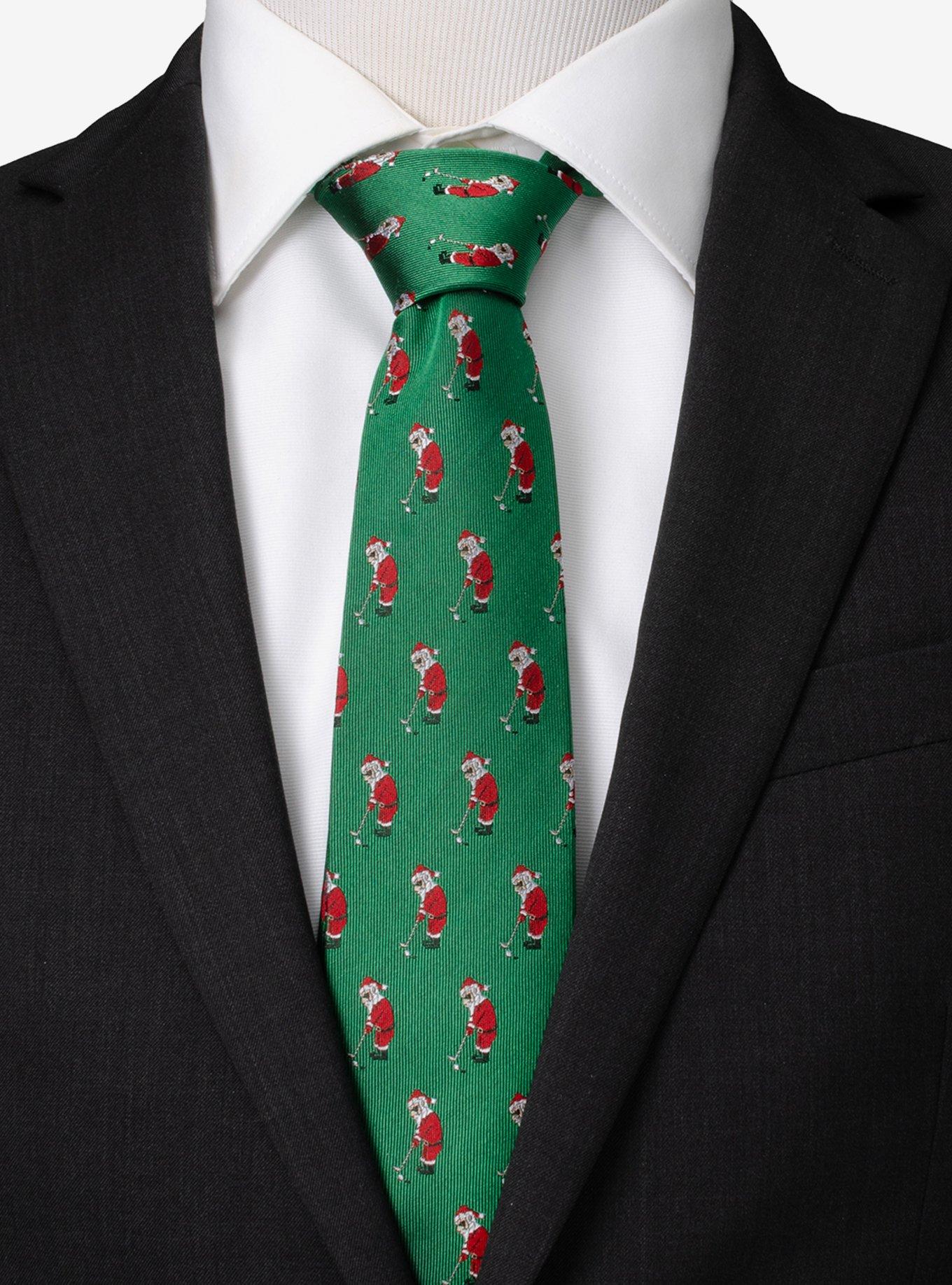 Santa Golf Par-Tee Green Silk Blend Tie, , hi-res