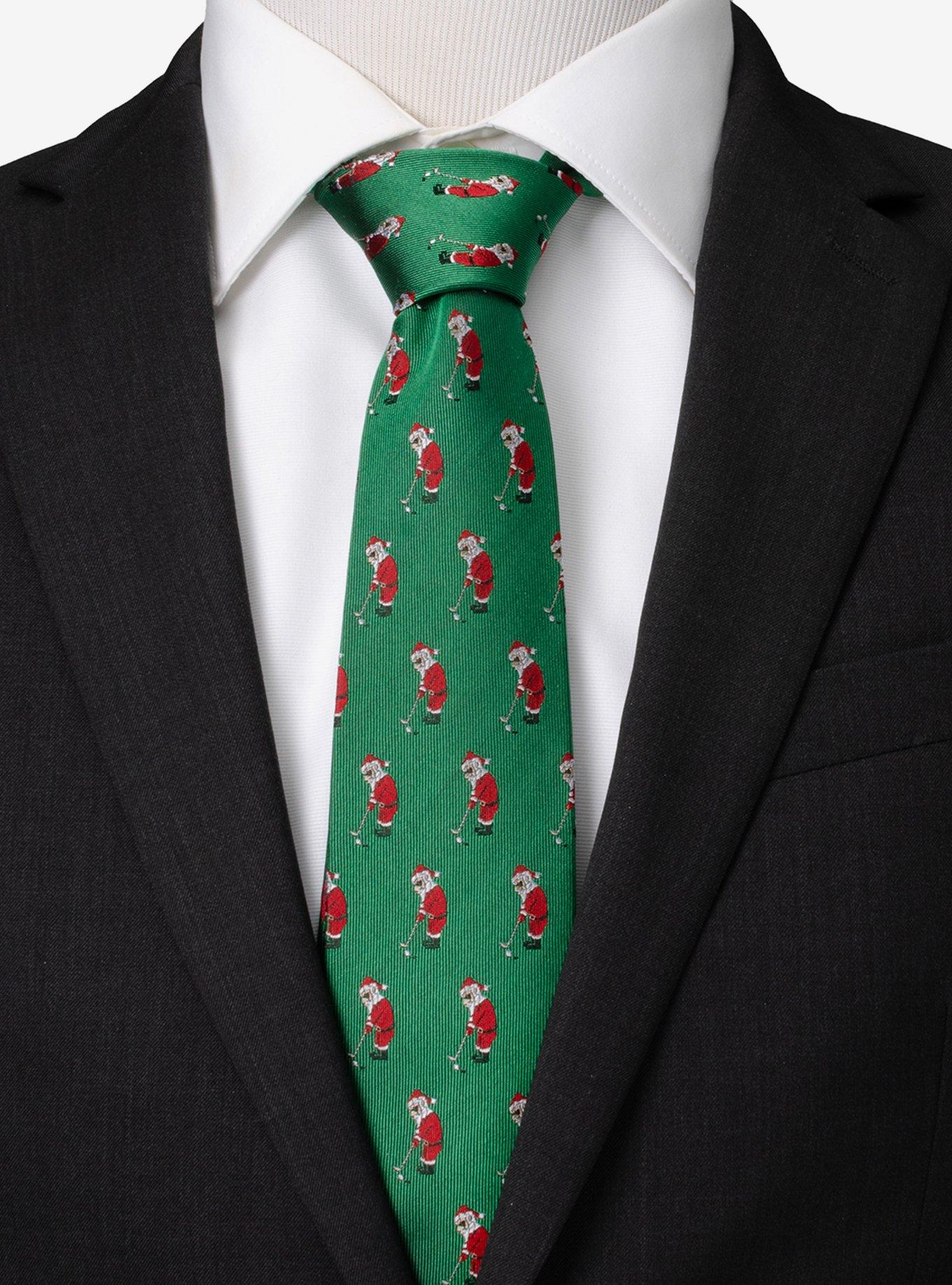 Santa Golf Par-Tee Green Silk Blend Tie, , alternate