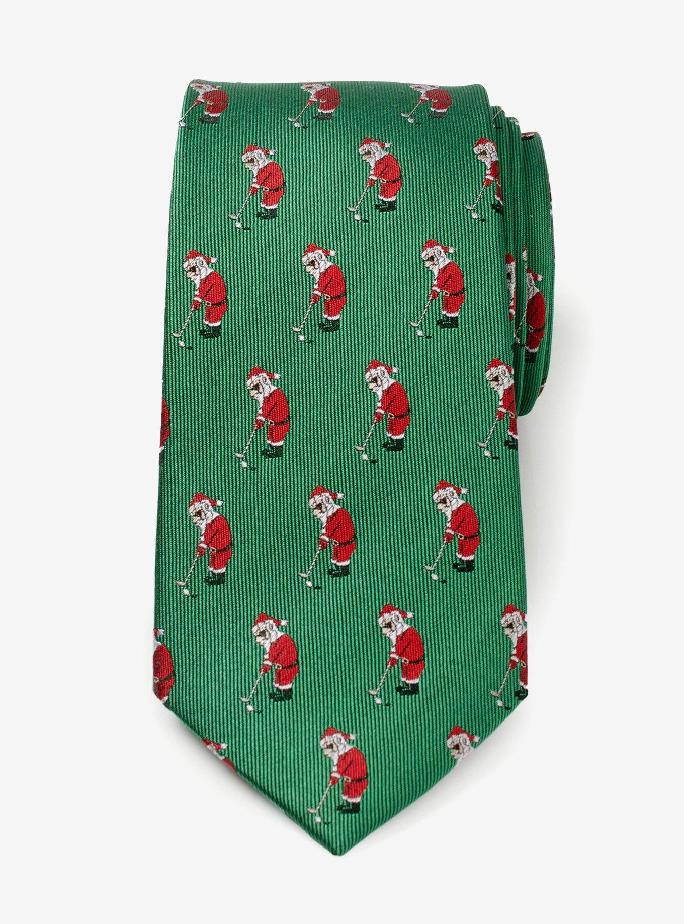 Santa Golf Par-Tee Green Silk Blend Tie, , alternate