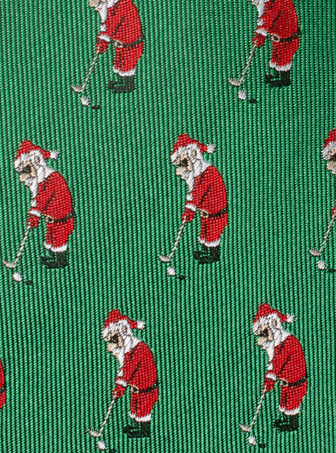 Santa Golf Par-Tee Green Silk Blend Tie, , alternate