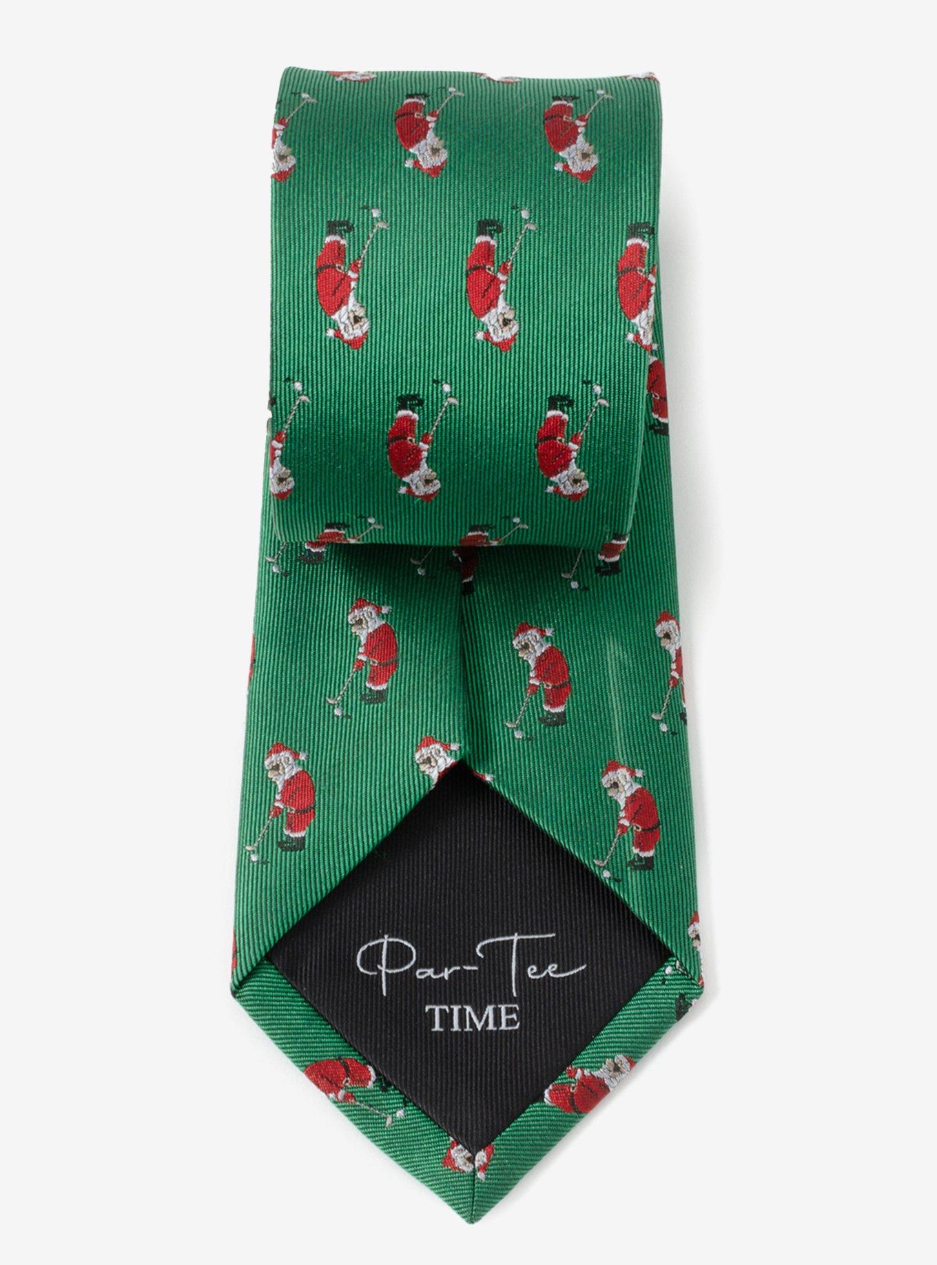 Santa Golf Par-Tee Green Silk Blend Tie, , alternate