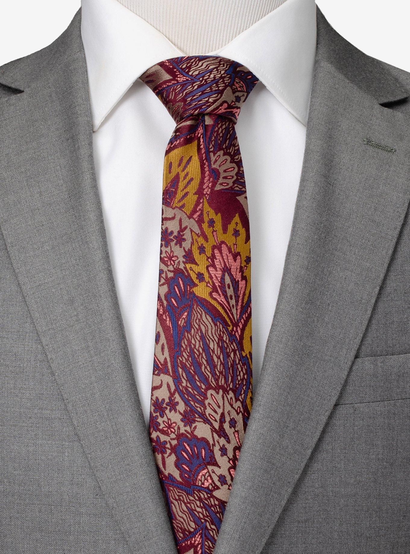 Multi Brown Patterned Silk Tie, , alternate