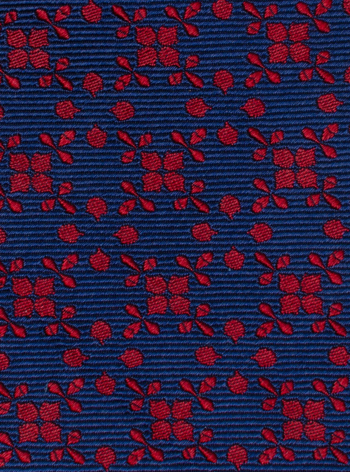 Navy Red Patterned Silk Tie, , alternate