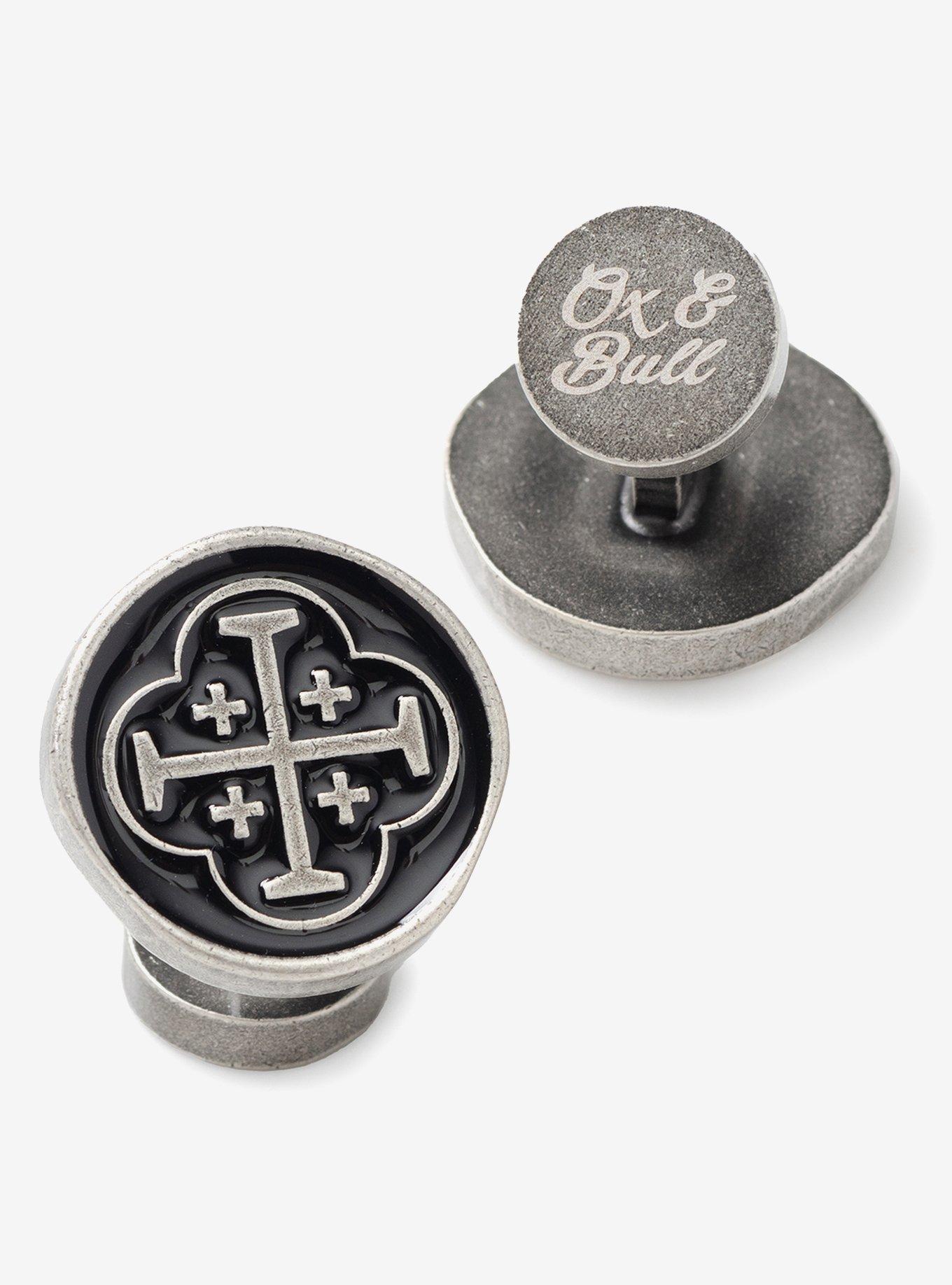 Shipwreck Cross Coin Antique Silver Cufflinks, , alternate