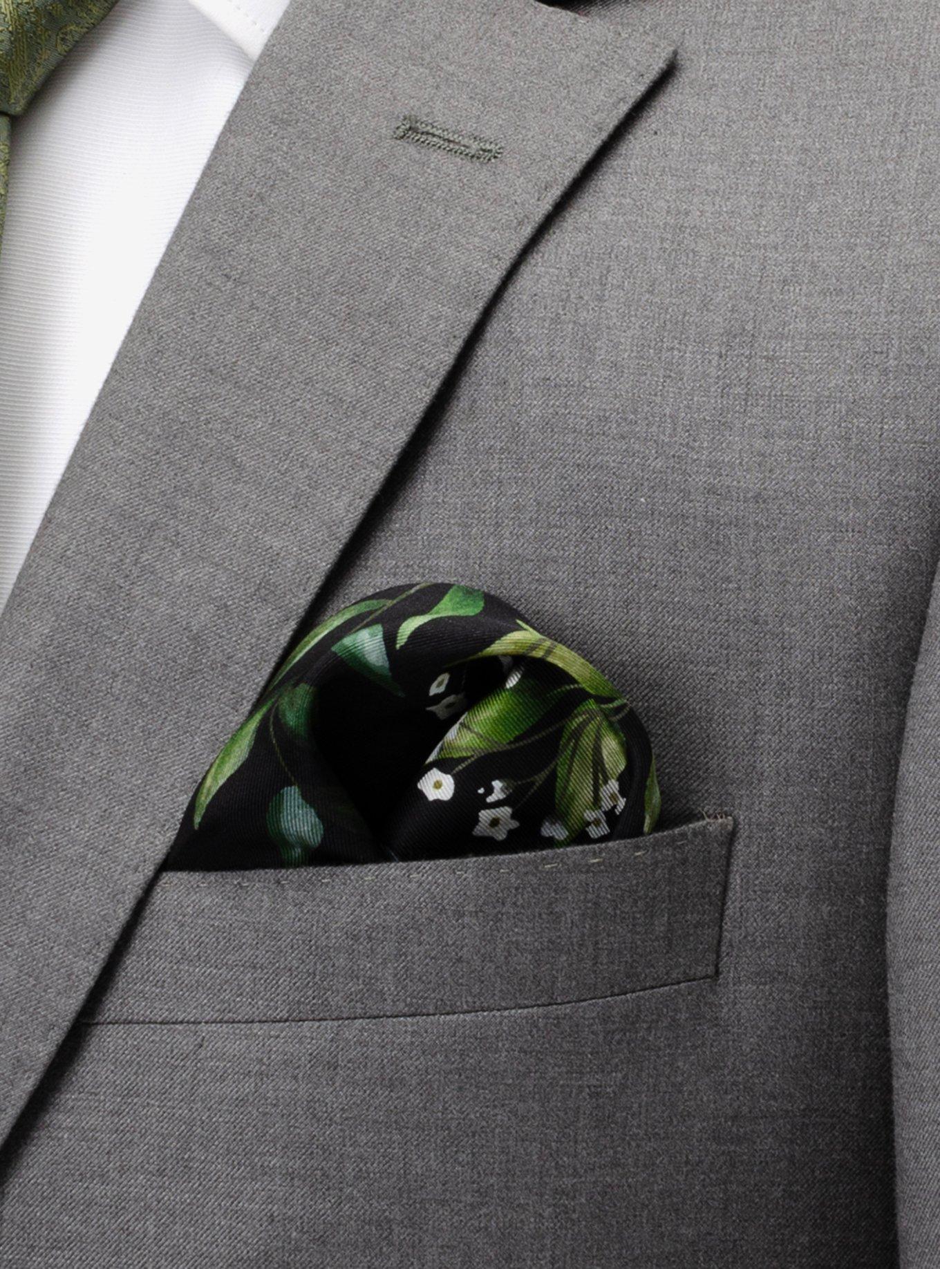 Leaf Watercolor Silk Pocket Square, , hi-res