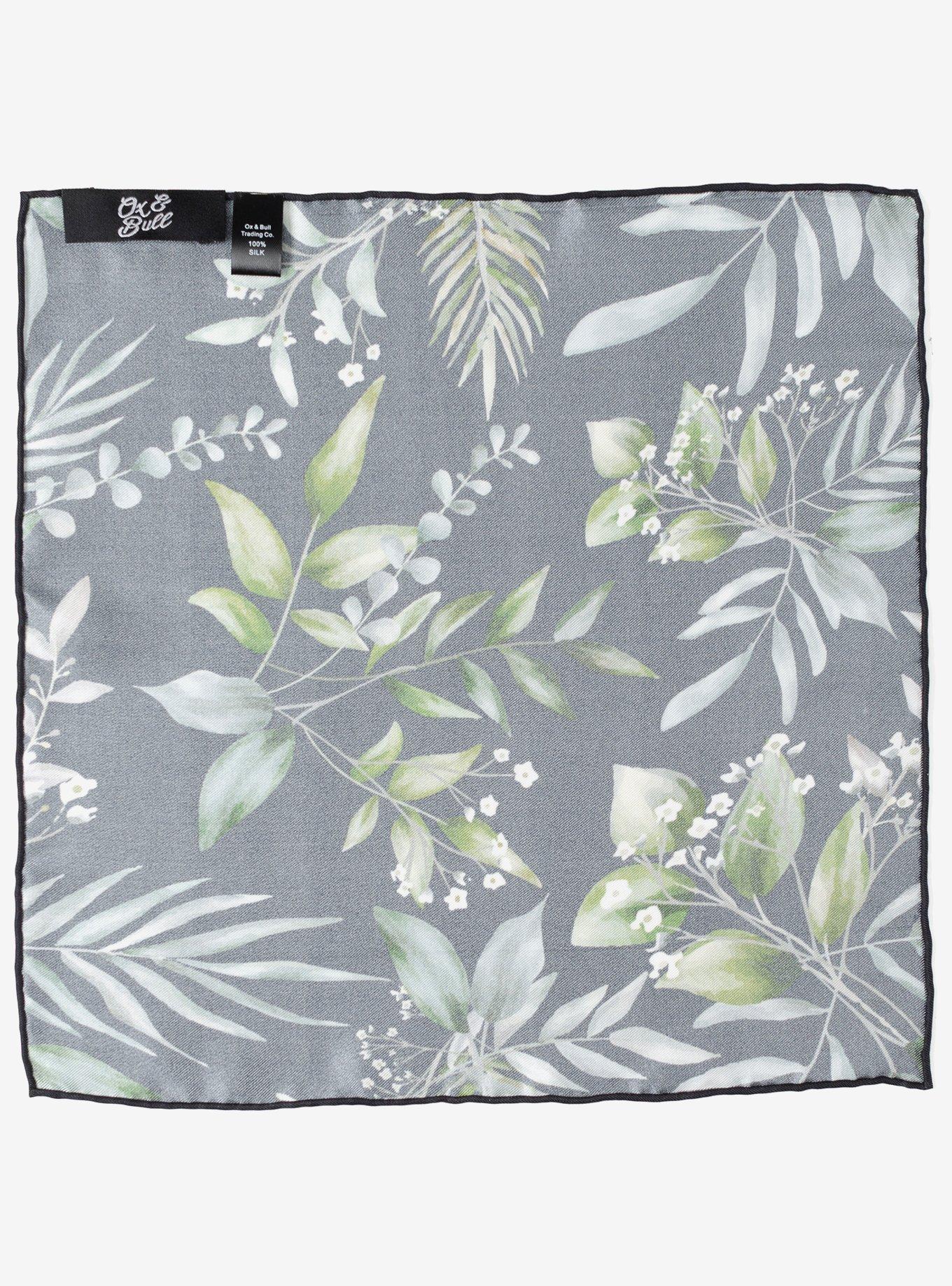 Leaf Watercolor Silk Pocket Square, , alternate