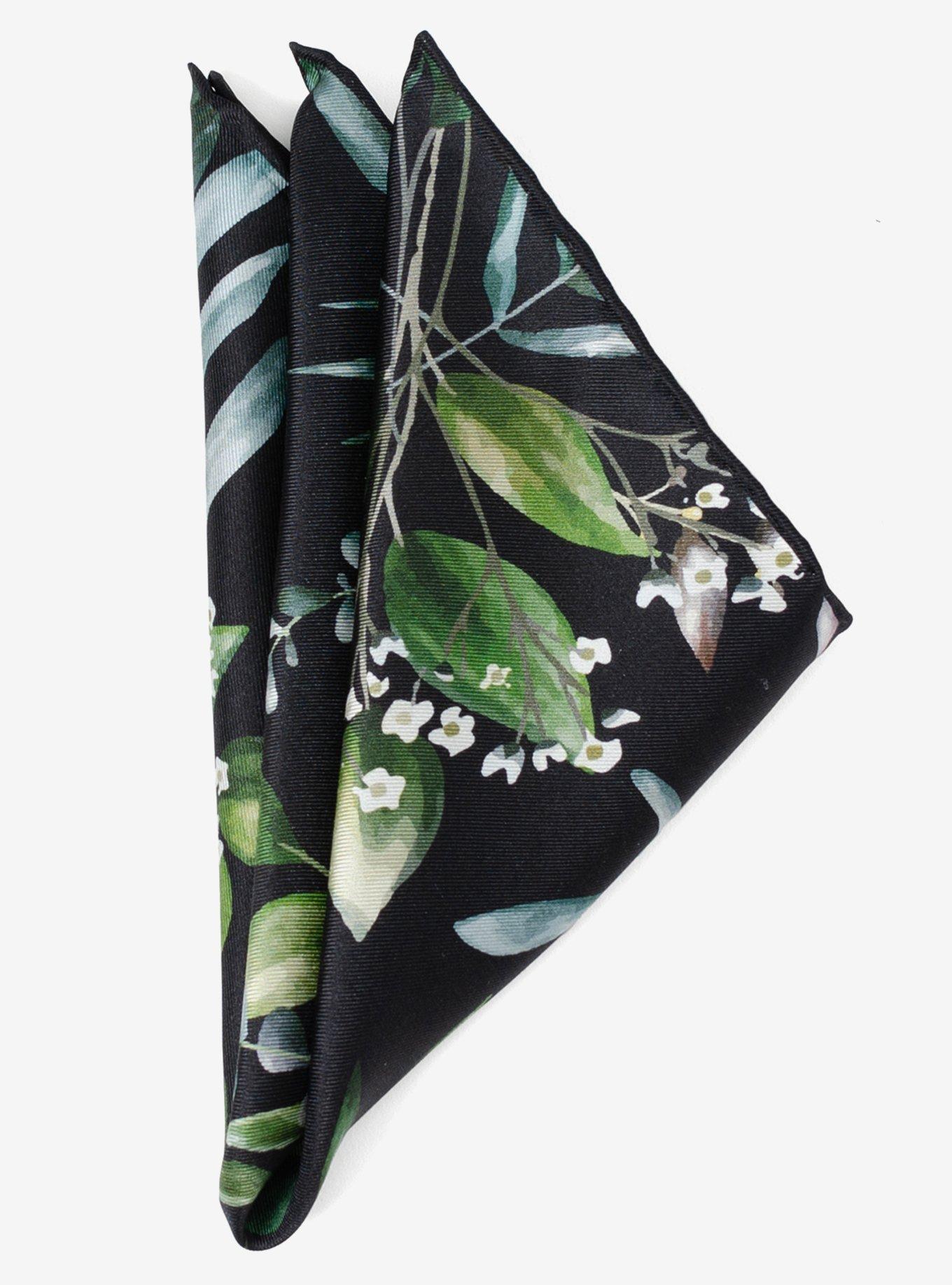 Leaf Watercolor Silk Pocket Square, , alternate