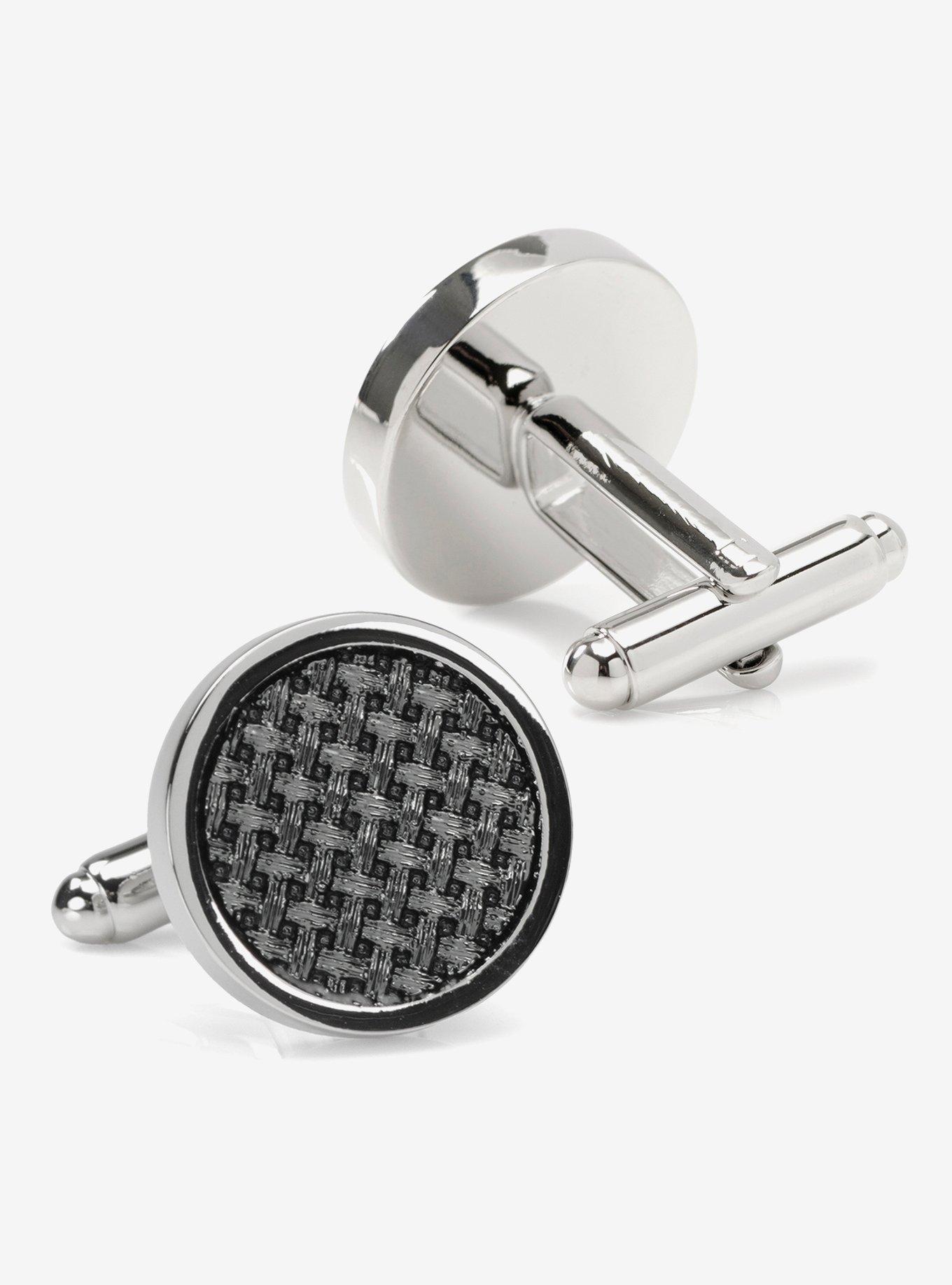 Woven Metal Black Cufflinks, , alternate