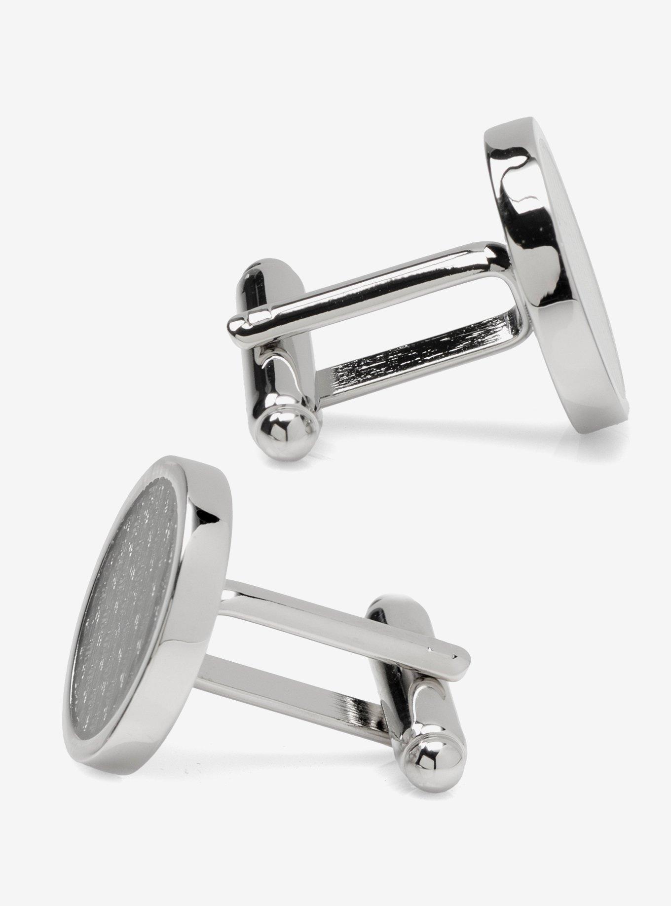 Woven Metal Silver Cufflinks, , alternate