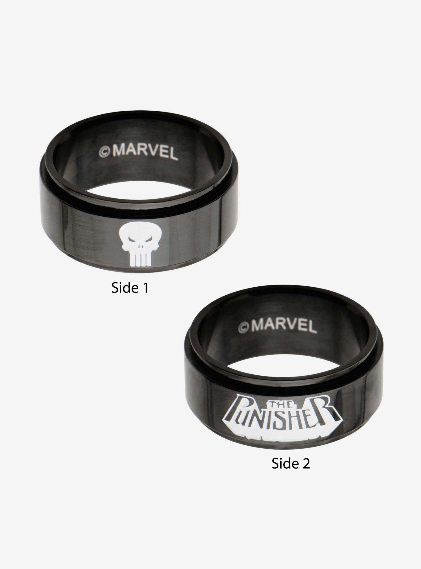 Marvel Punisher Black IP Spinner Ring, , alternate