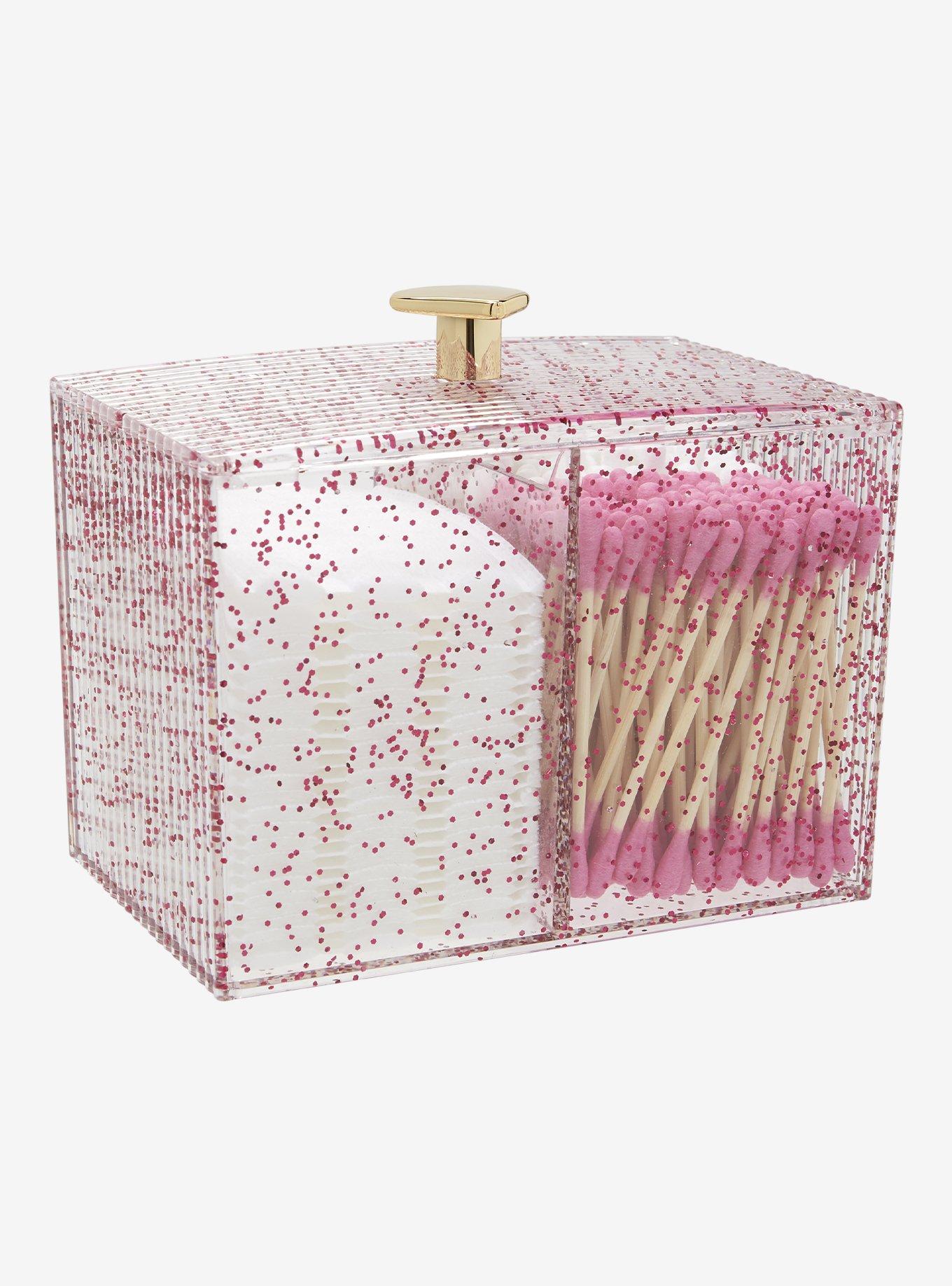 Pink Sparkle Cotton Swab & Cotton Pad Set, , hi-res