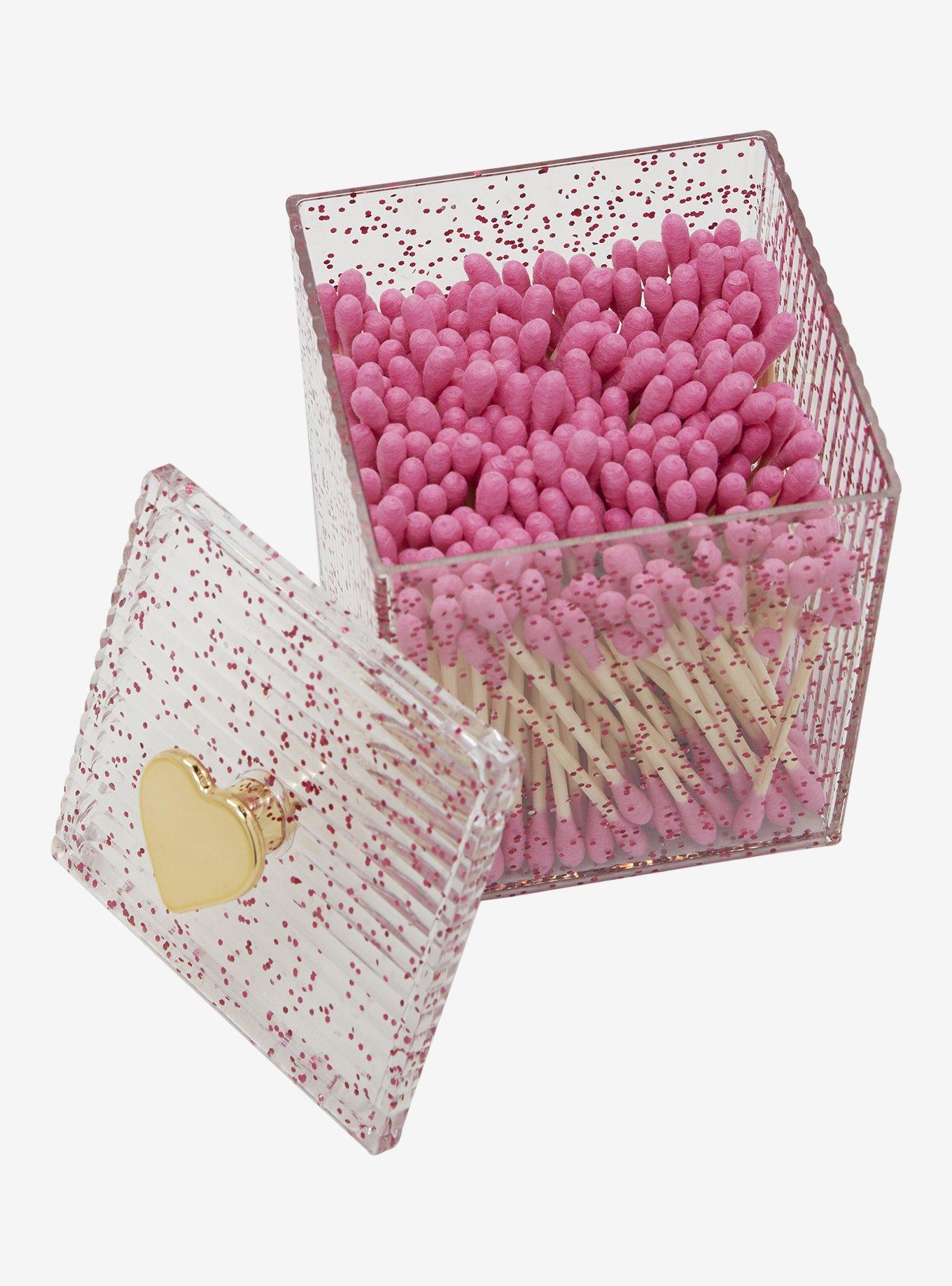 Pink Sparkle Cotton Swab Container, , alternate