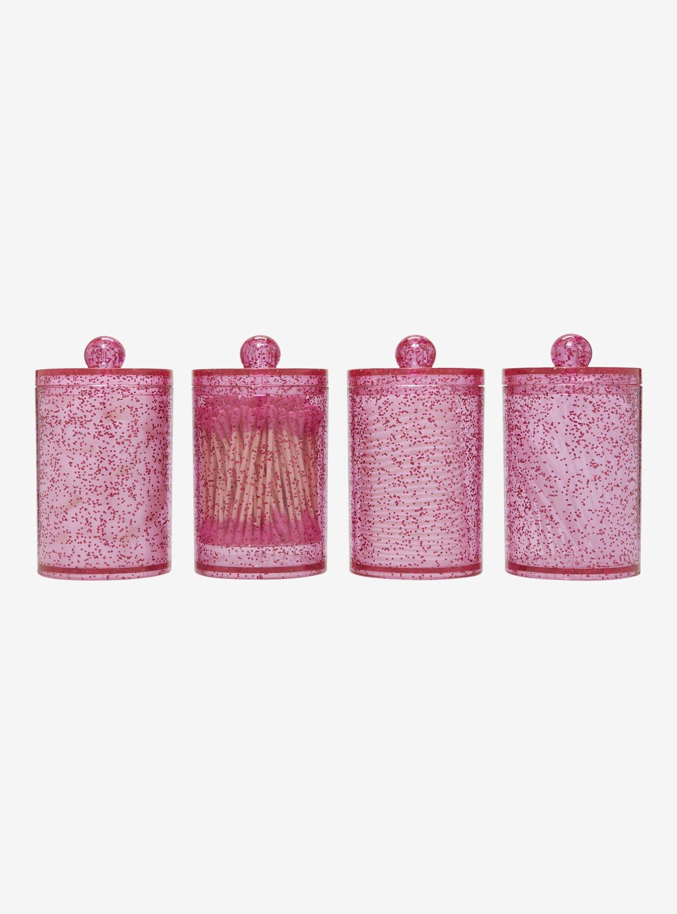 Pink Sparkle Cotton Swab & Floss Pick Container Set, , alternate