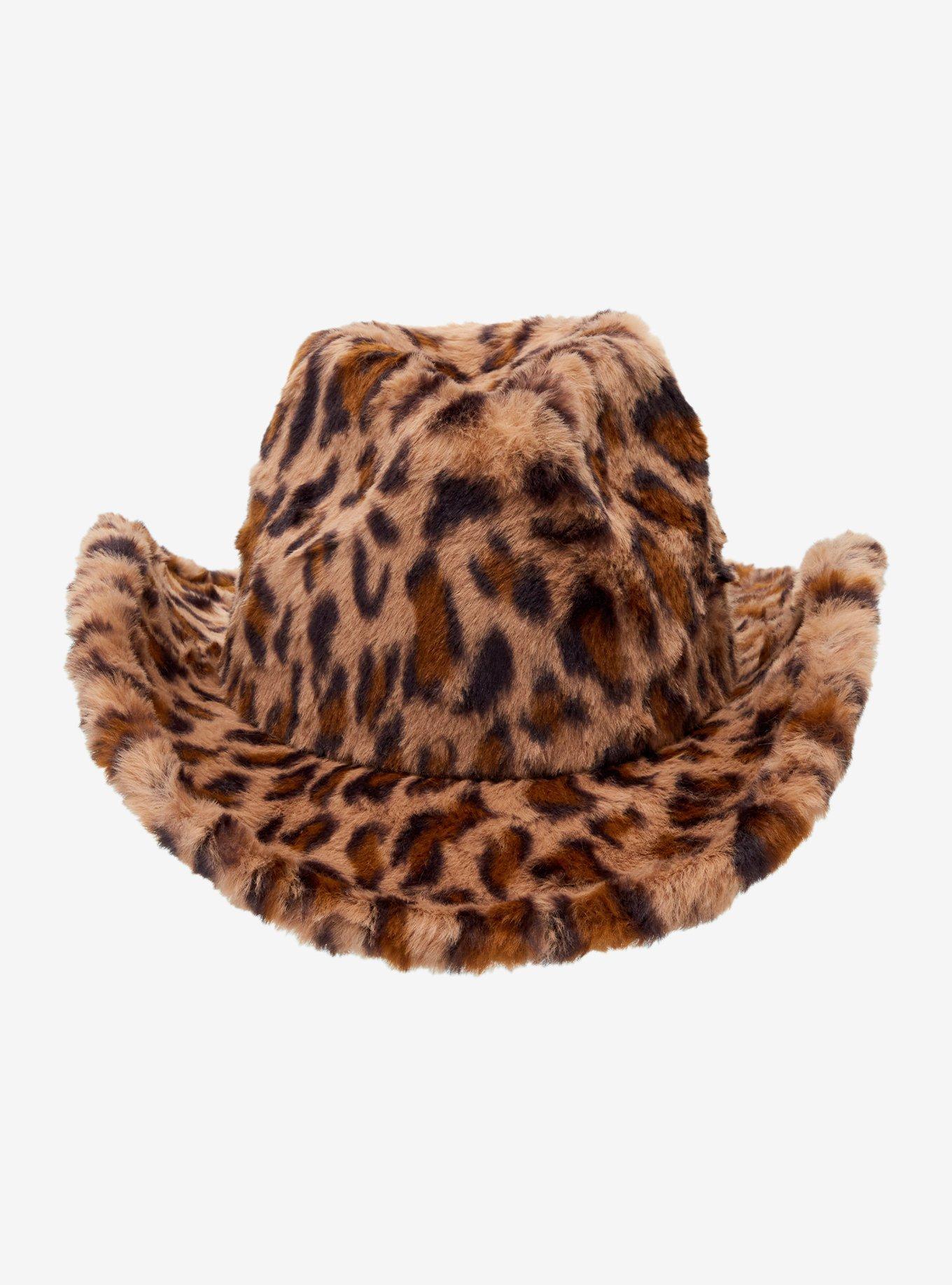 Leopard Print Fuzzy Cowboy Hat, , hi-res