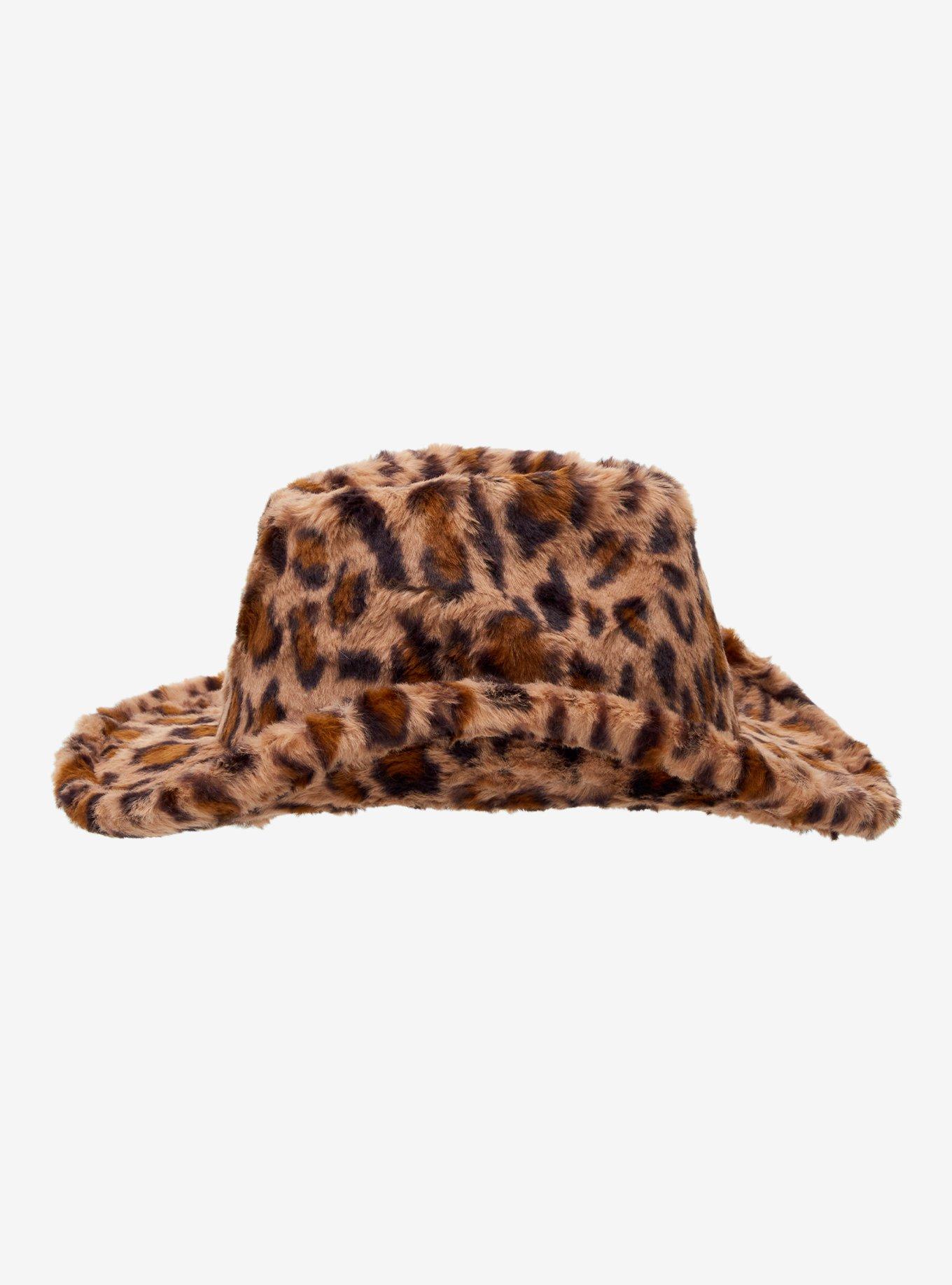 Leopard Print Fuzzy Cowboy Hat, , alternate