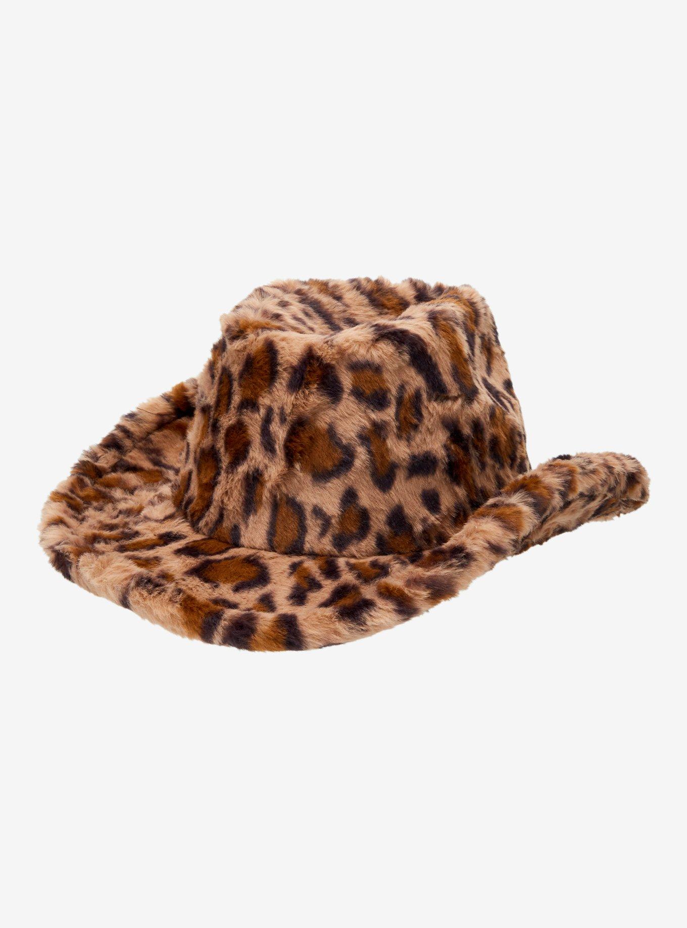 Leopard Print Fuzzy Cowboy Hat, , alternate
