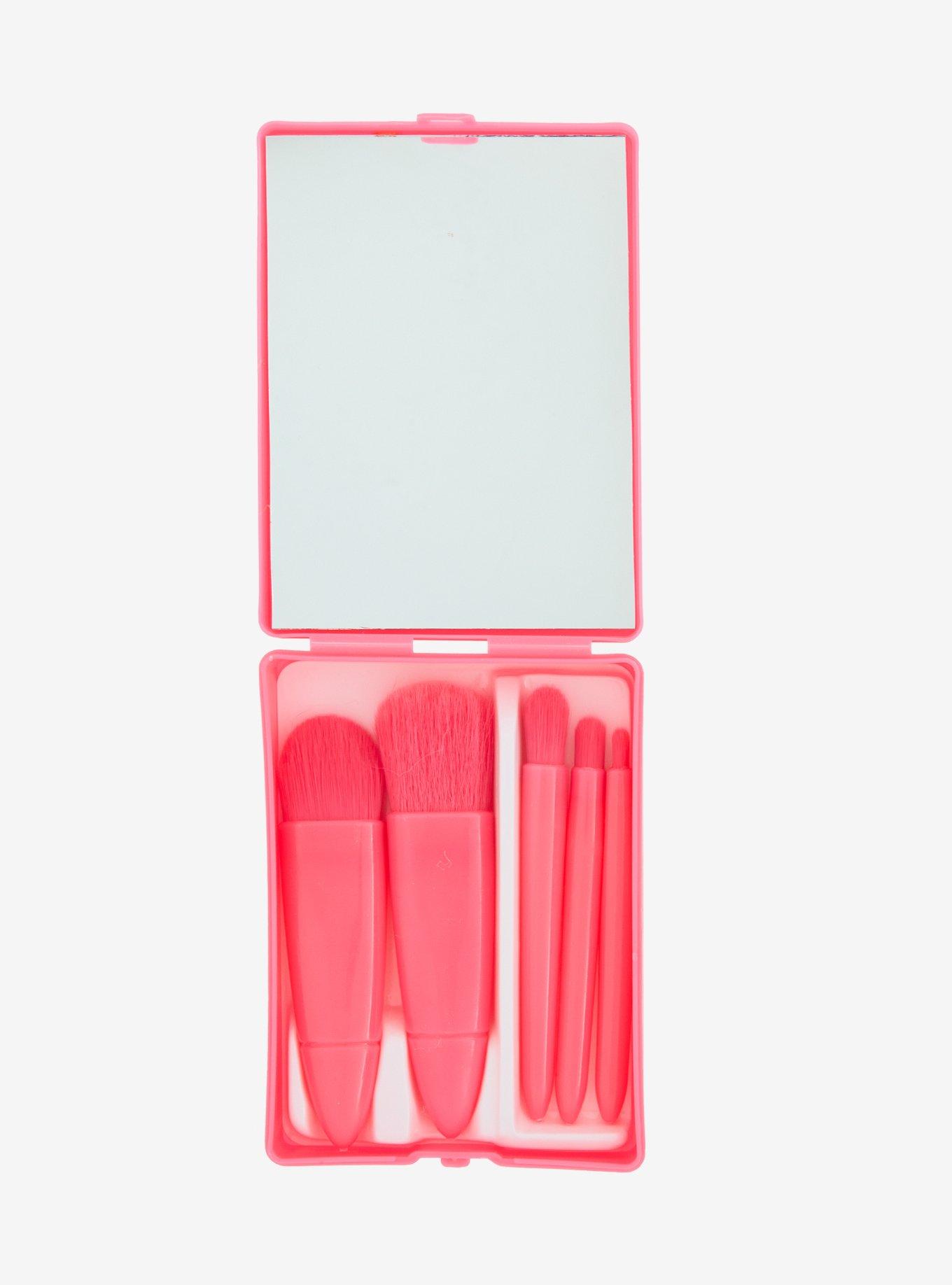 Hot Pink Mini Makeup Brush Travel Set, , alternate
