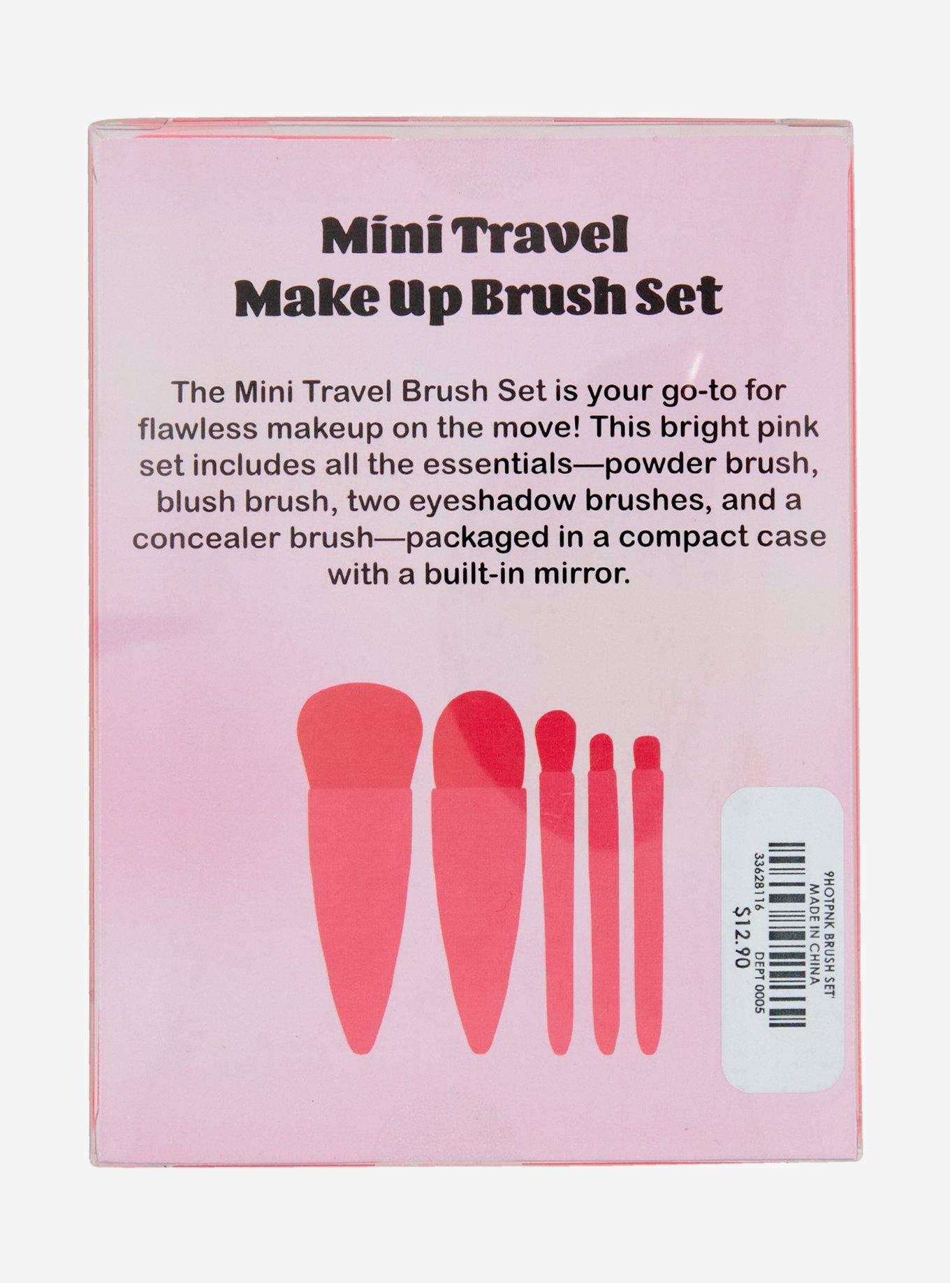 Hot Pink Mini Makeup Brush Travel Set, , alternate