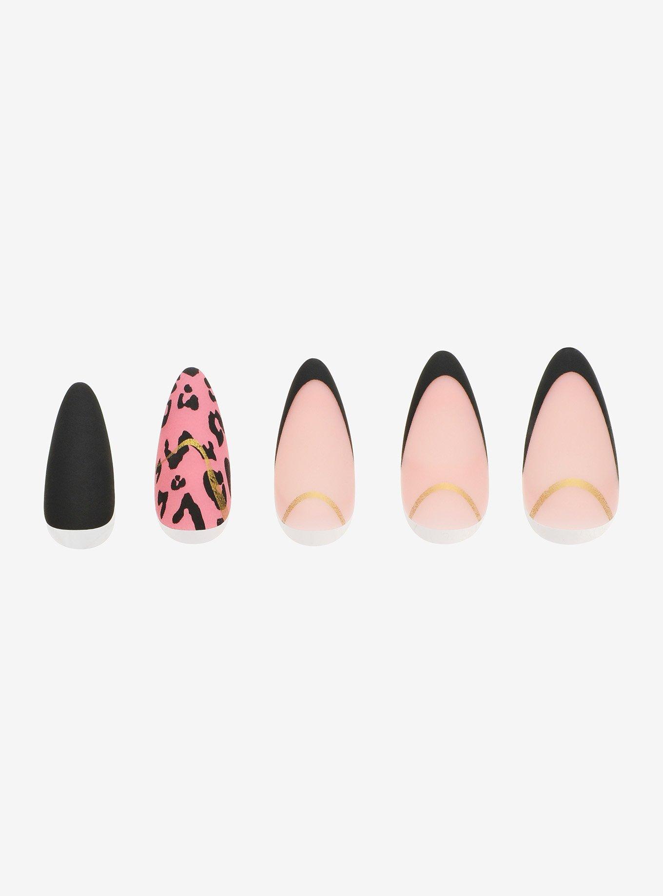 Black & Pink Leopard Press-On Nail Set, , hi-res