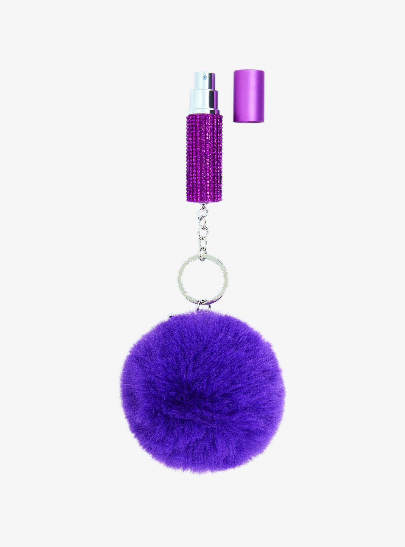 Purple Refillable Perfume and Pom Key Chain, , alternate