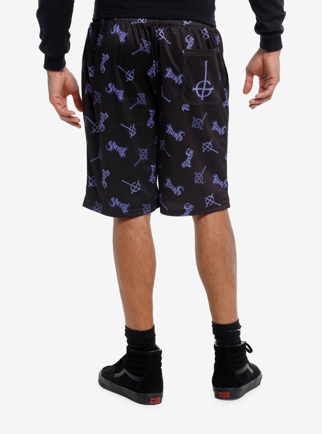 Ghost Allover Print Mesh Shorts, , hi-res