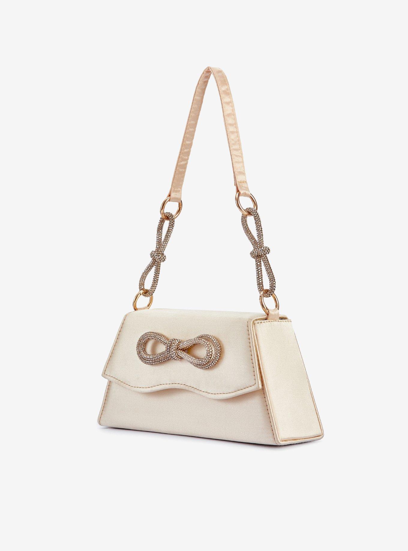Amy Rhinestone Bows Gold Bag, , hi-res