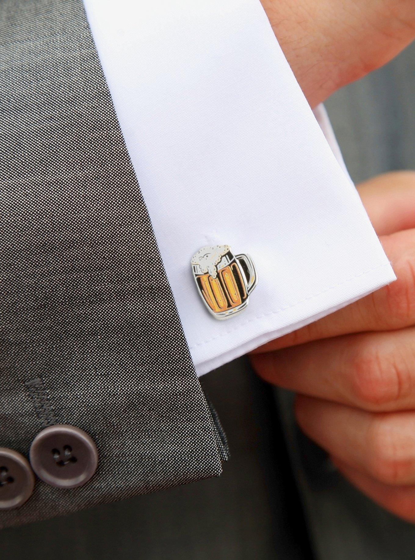 Beer Hidden Message Silver Cufflinks, , hi-res