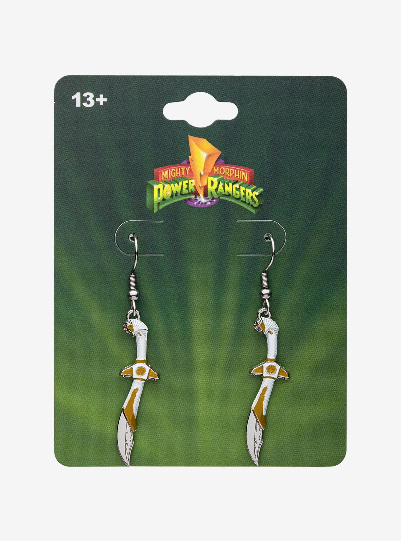 Mighty Morphin Power Rangers White Dragon Sword Drop Earrings, , hi-res