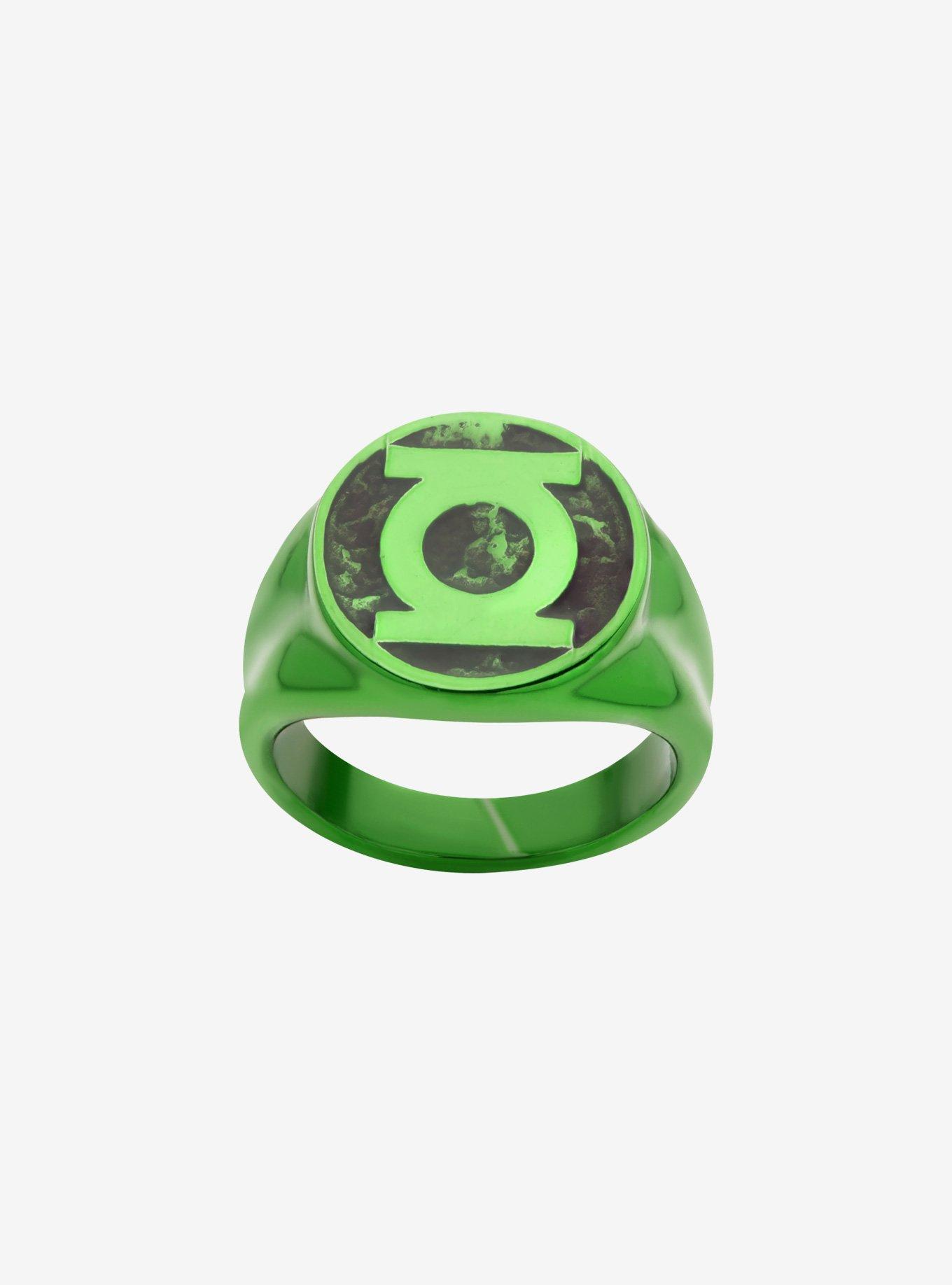 DC Comics Green Lantern "Will Power" Symbol Stainless Steel Ring, GREEN, alternate