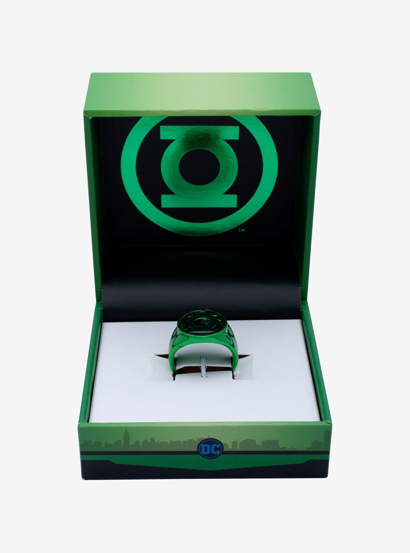 DC Comics Green Lantern "Will Power" Symbol Stainless Steel Ring, GREEN, alternate