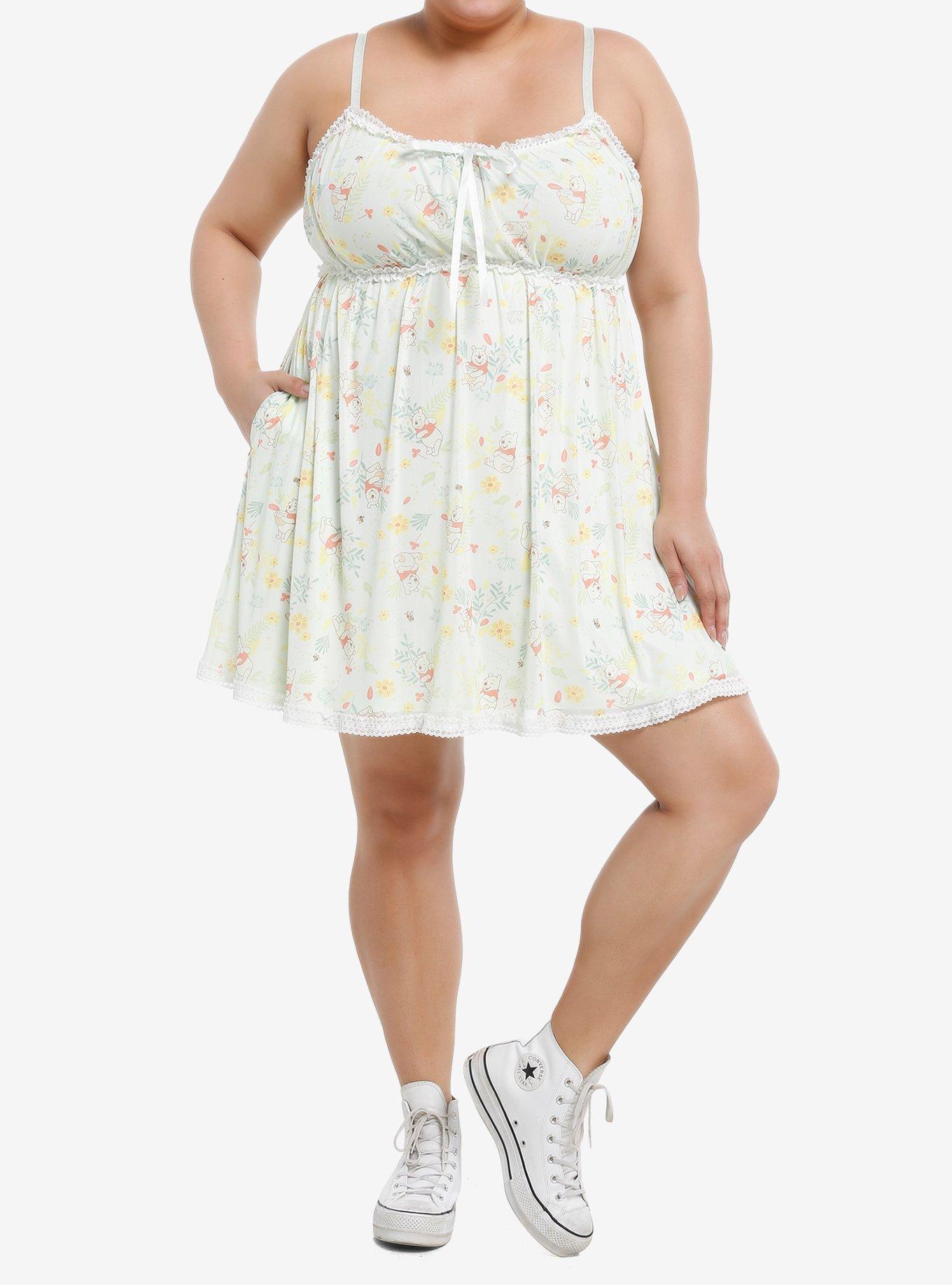 Disney Winnie The Pooh Floral Slip Cami Dress Plus Size, , hi-res