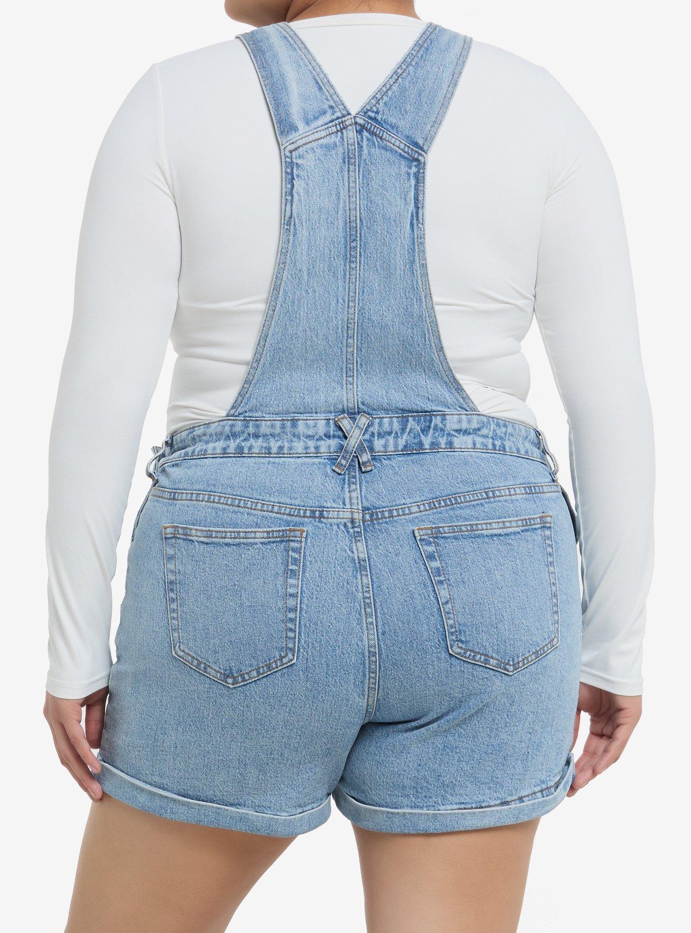 Cinnamoroll Ribbon Embroidered Denim Shortalls Plus Size, MULTI, alternate