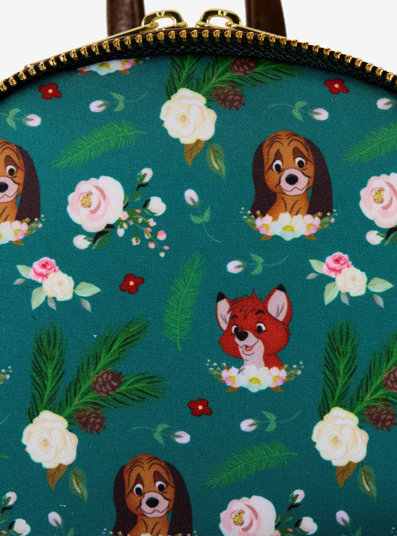 Loungefly Disney The Fox and The Hound Copper & Todd Floral Mini Backpack, , alternate