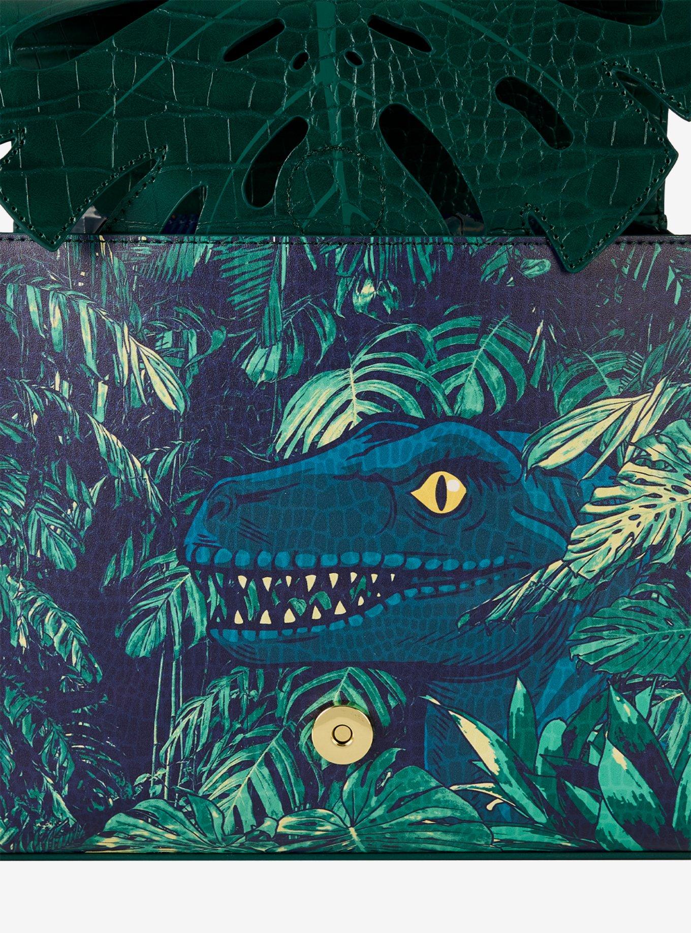 Loungefly Jurassic World Velociraptor Palm Frond Glow-in-the-Dark Crossbody Bag, , alternate