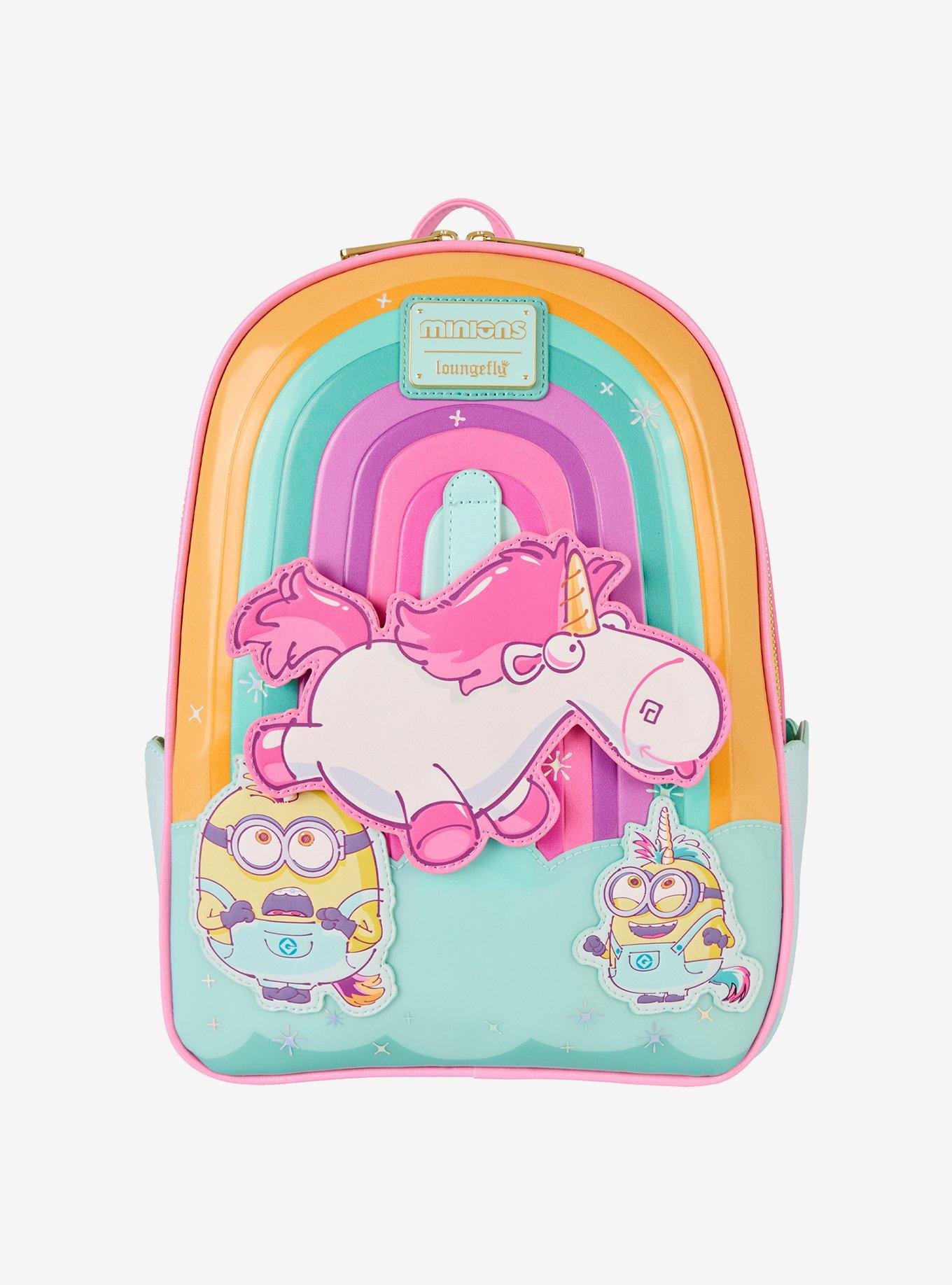Loungefly Minions Fluffy Unicorn Rainbow Mini Backpack, , alternate