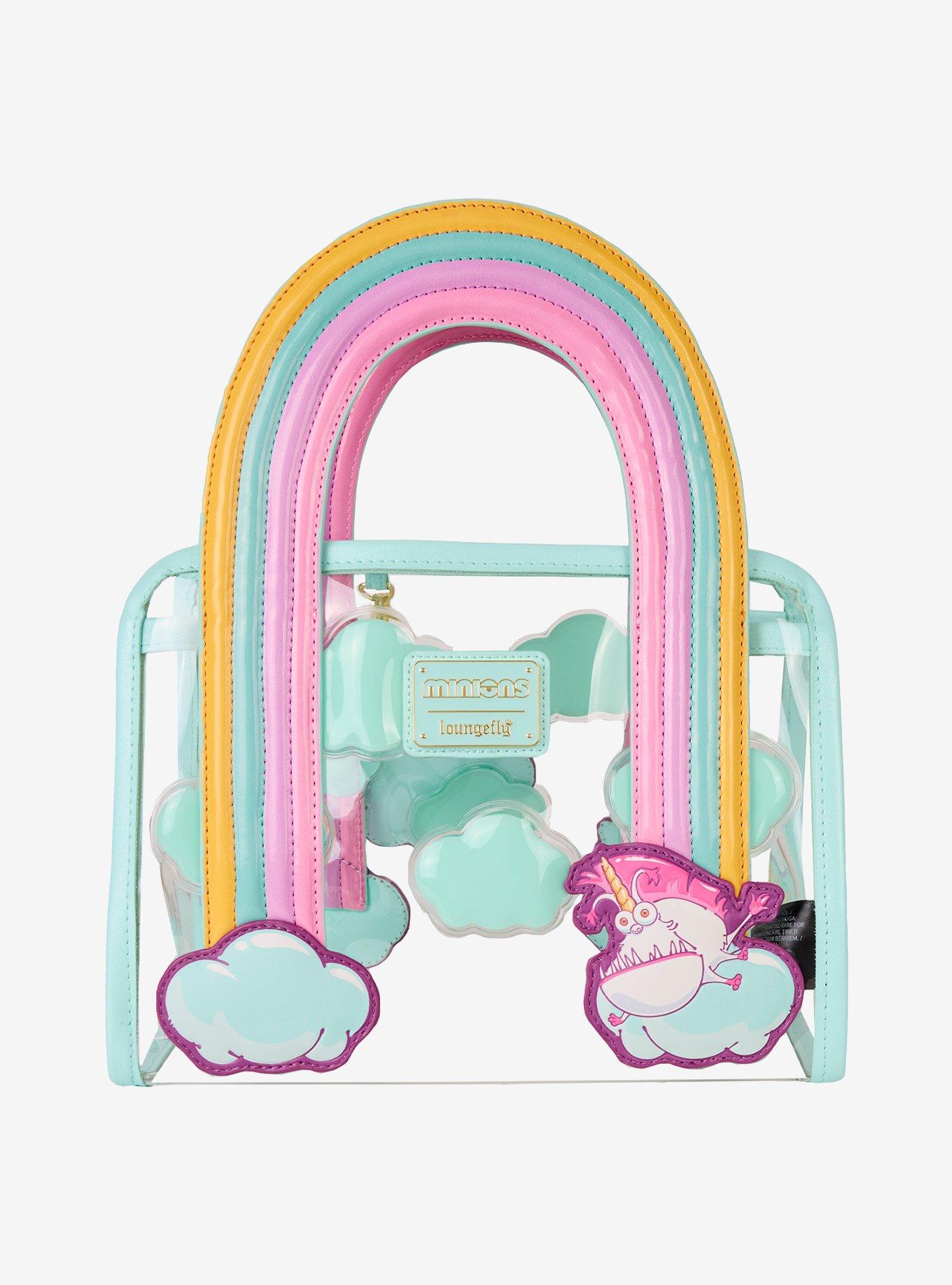 Loungefly Minions Fluffy Unicorn Rainbow Clear Crossbody Bag