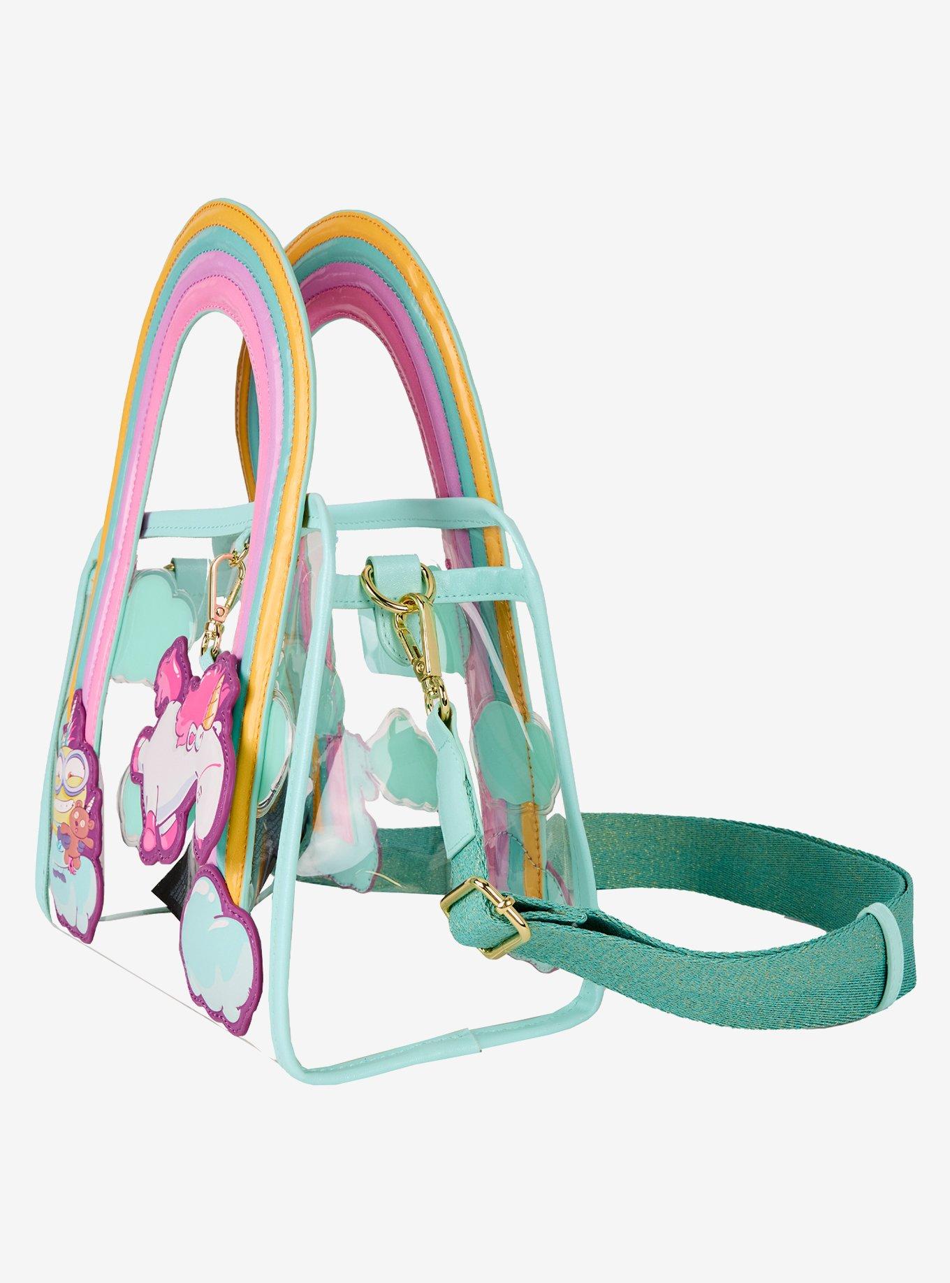 Loungefly Minions Fluffy Unicorn Rainbow Clear Crossbody Bag, , alternate