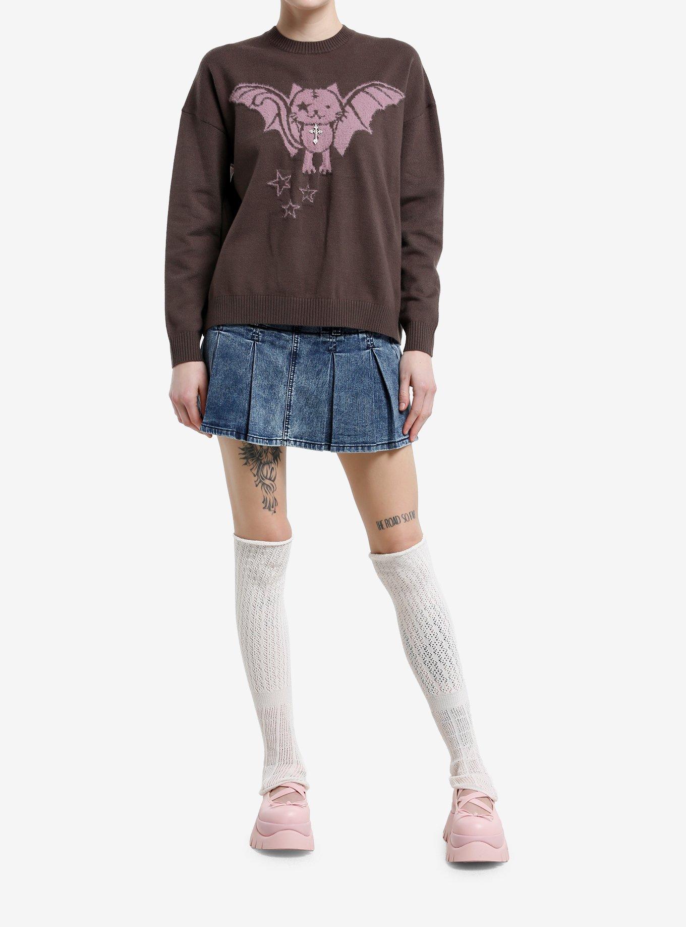 Daisy Street Vampire Bat Cross Charm Girls Sweater, , hi-res