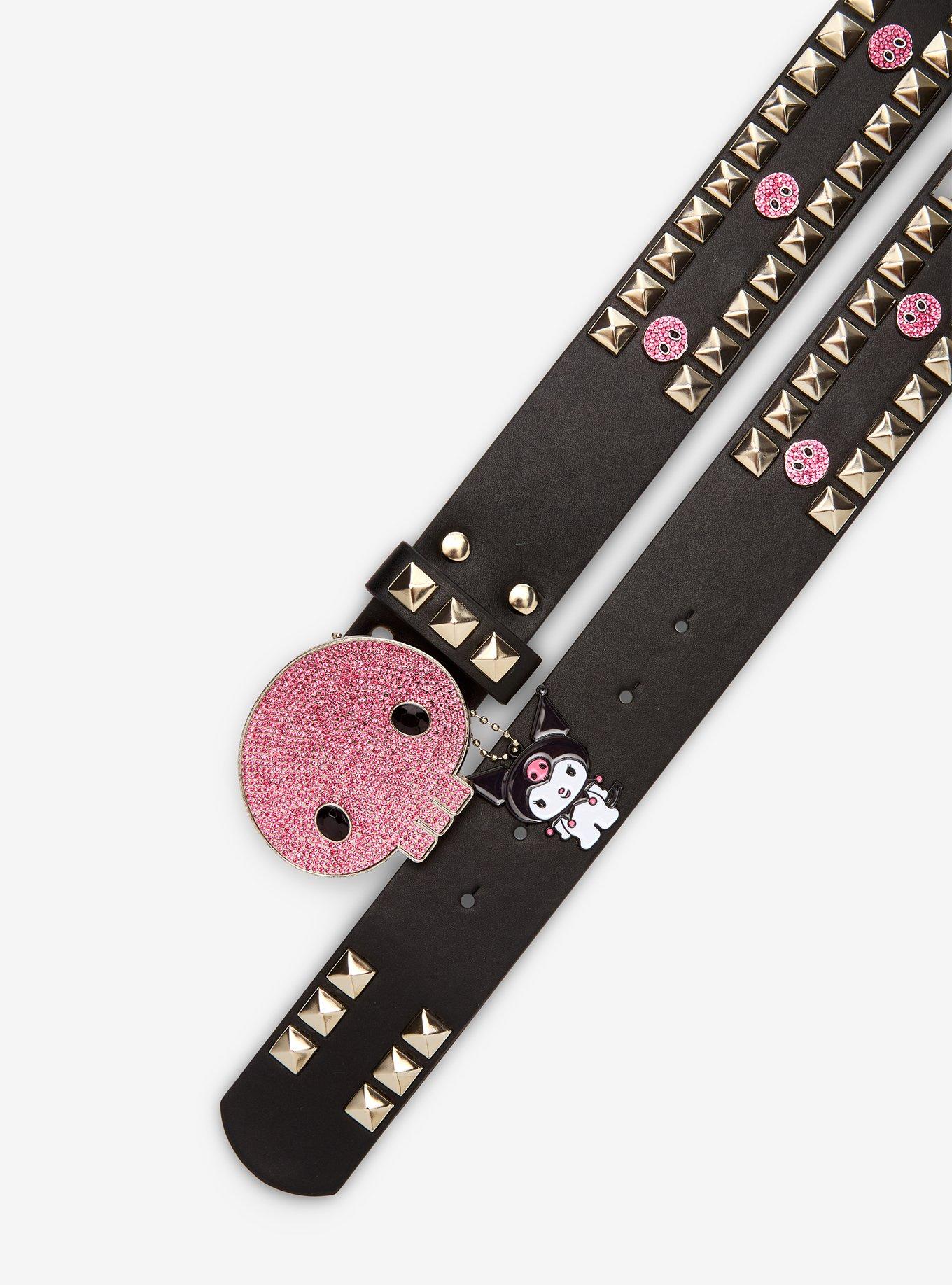 Kuromi Bling Skull Pyramid Stud Belt, , hi-res