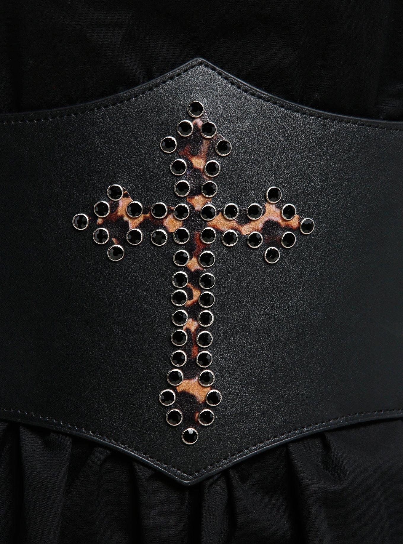 Leopard Cross Rhinestone Corset Belt, , hi-res