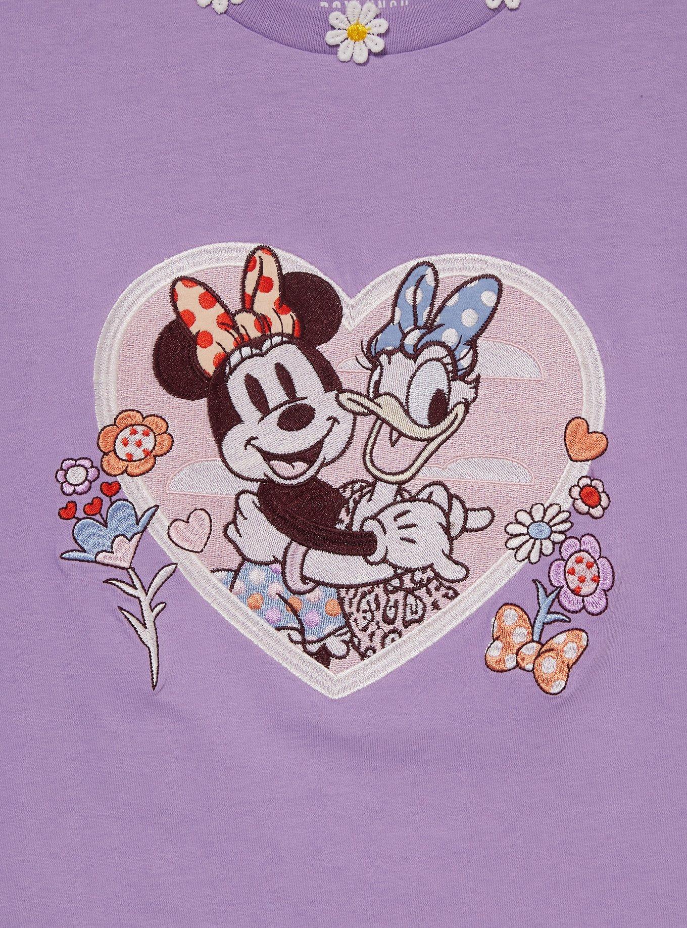 Disney Minnie Mouse & Daisy Duck Floral Women's Plus Cropped T-Shirt - BoxLunch Exclusive