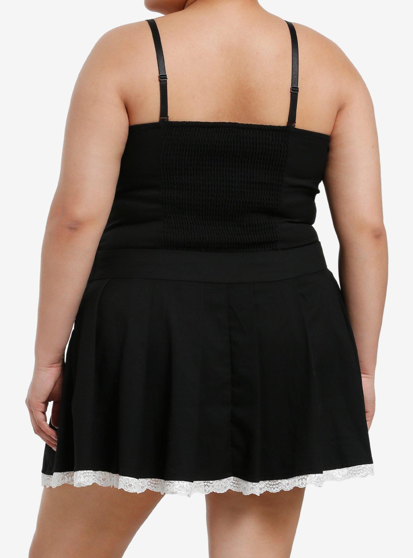 Sweet Society Black & White Lace Pleated Dress Plus Size, , alternate