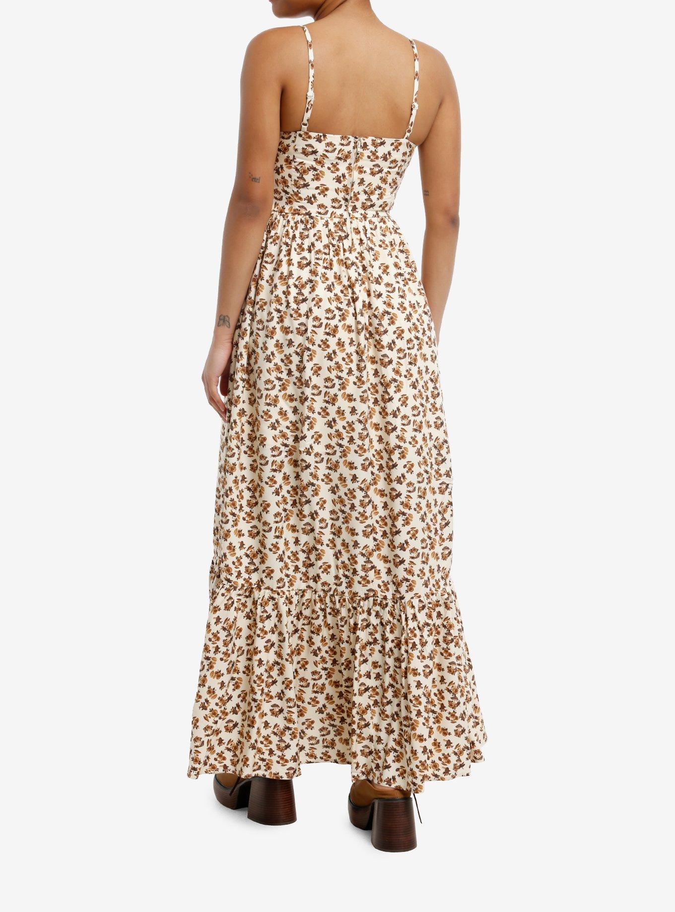 Thorn & Fable Mushroom Floral Cream Maxi Dress, MULTI, alternate