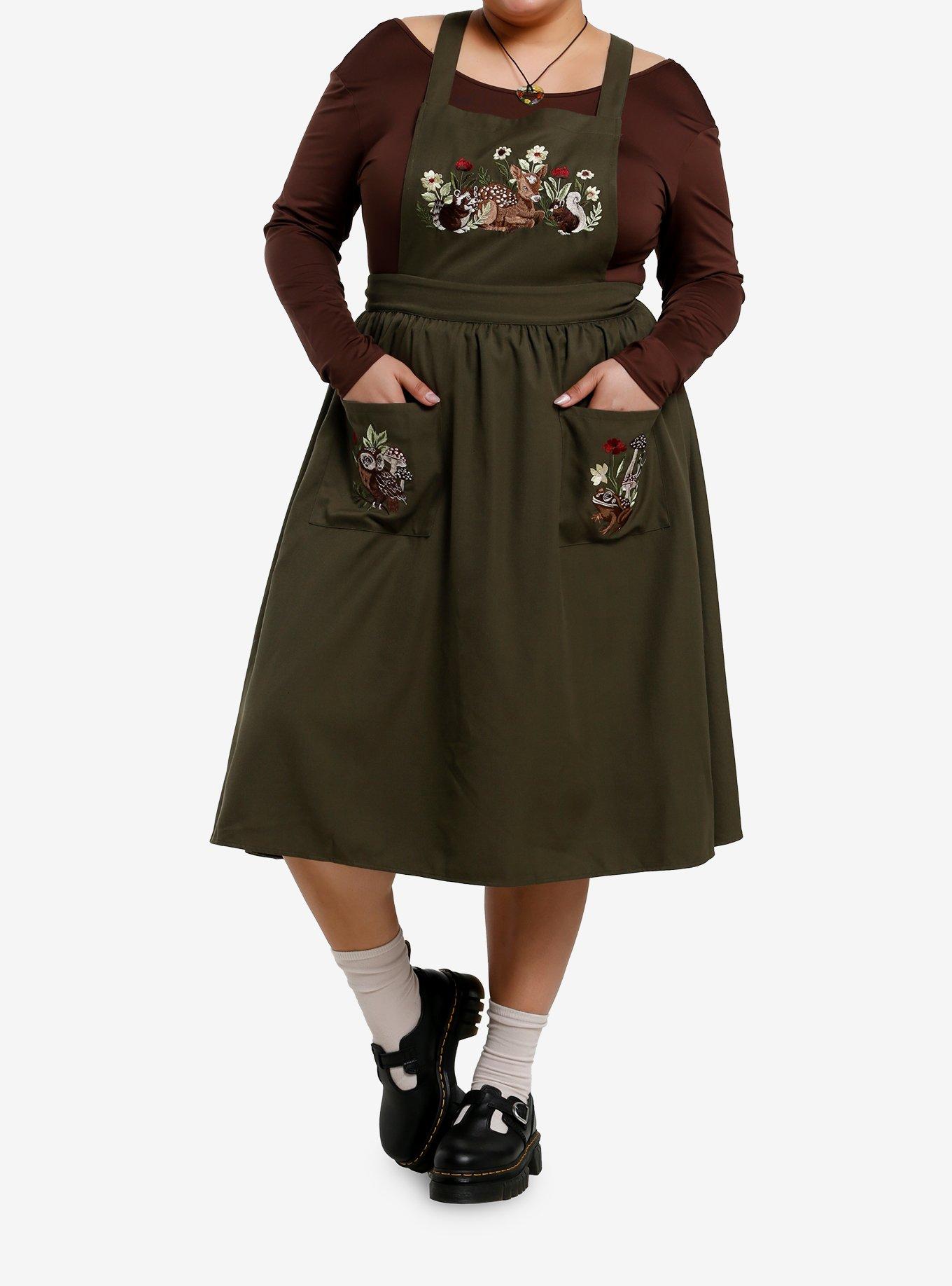 Thorn & Fable Woodland Embroidery Midaxi Skirtall Plus Size, , hi-res