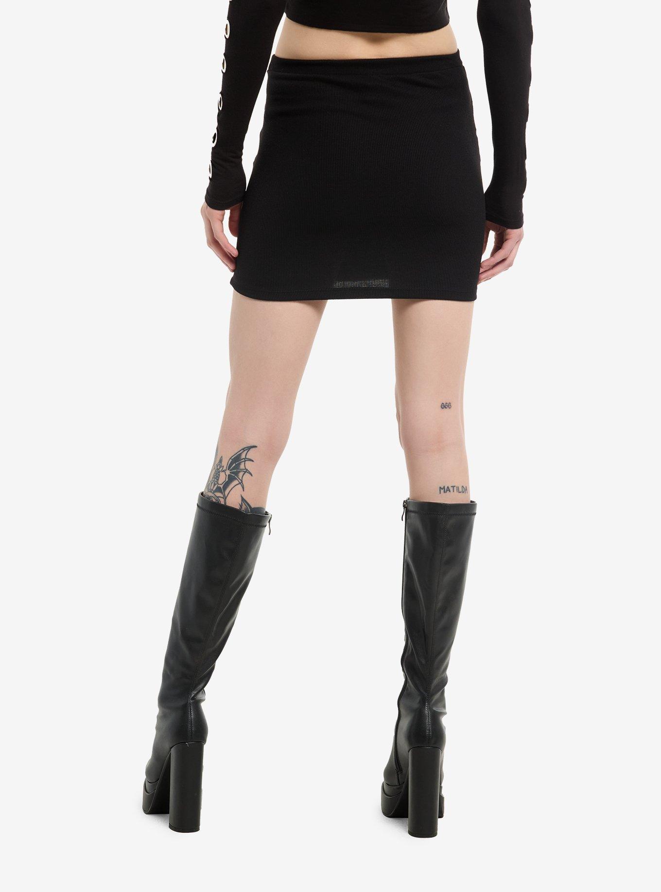 Black Buckled Mini Skirt, , hi-res