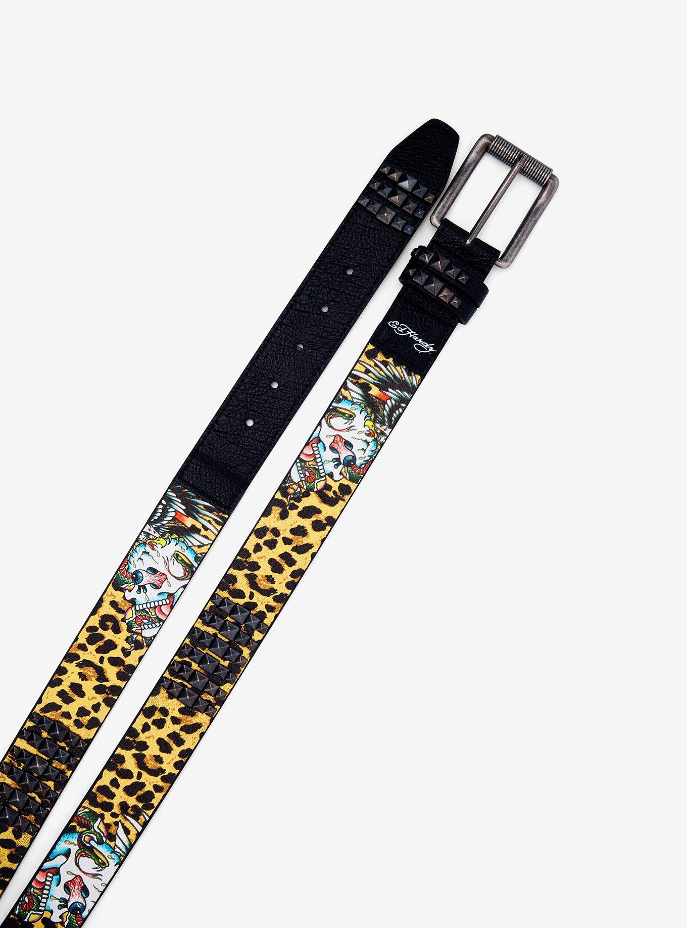 Ed Hardy Leopard Studded Belt, , hi-res